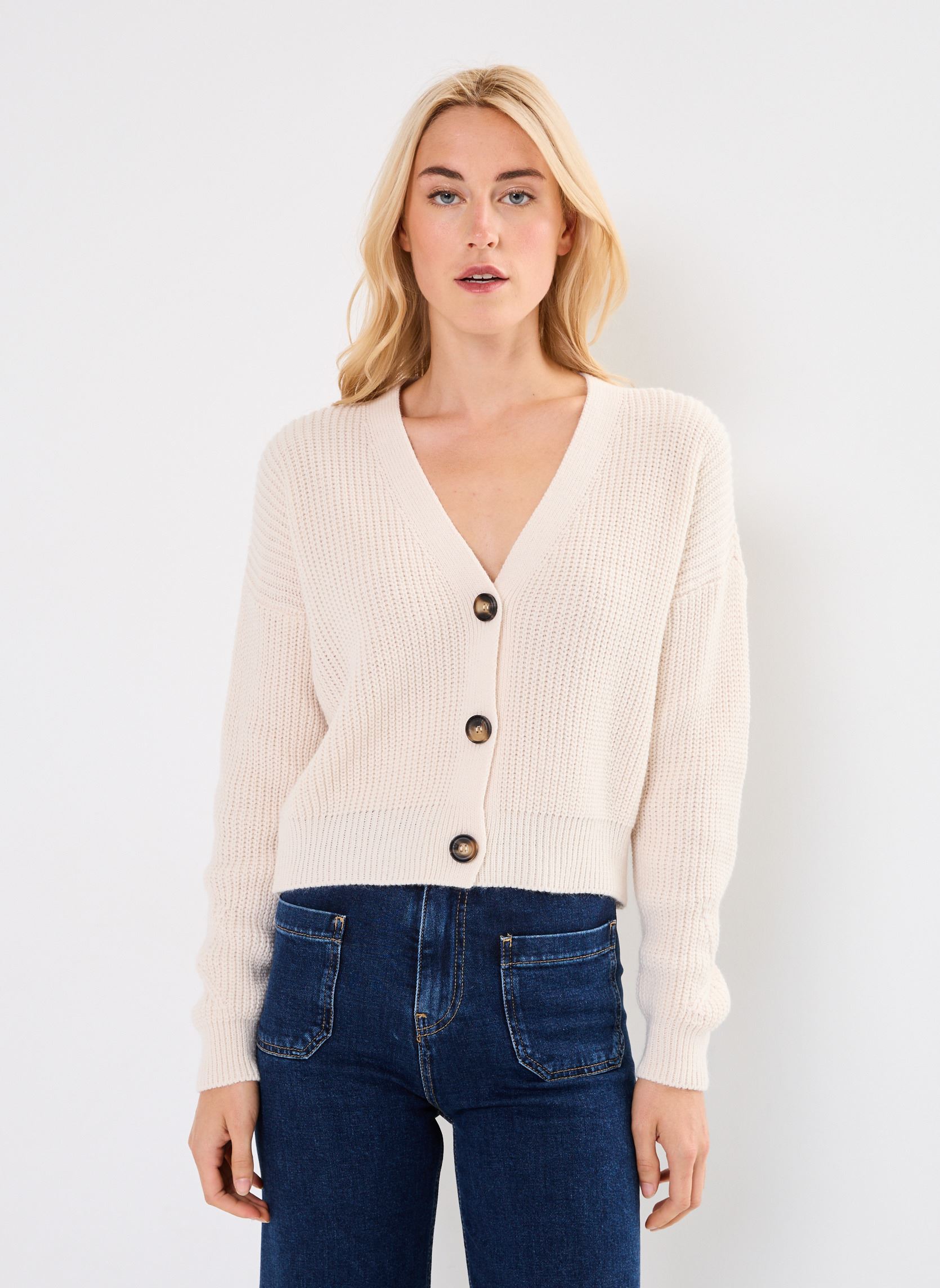 Strickjacken und Westen FI-GI-ZASTEL damen beige La Fée Maraboutée Strickjacken und Westen FI-GI-ZASTEL damen beige Ecru