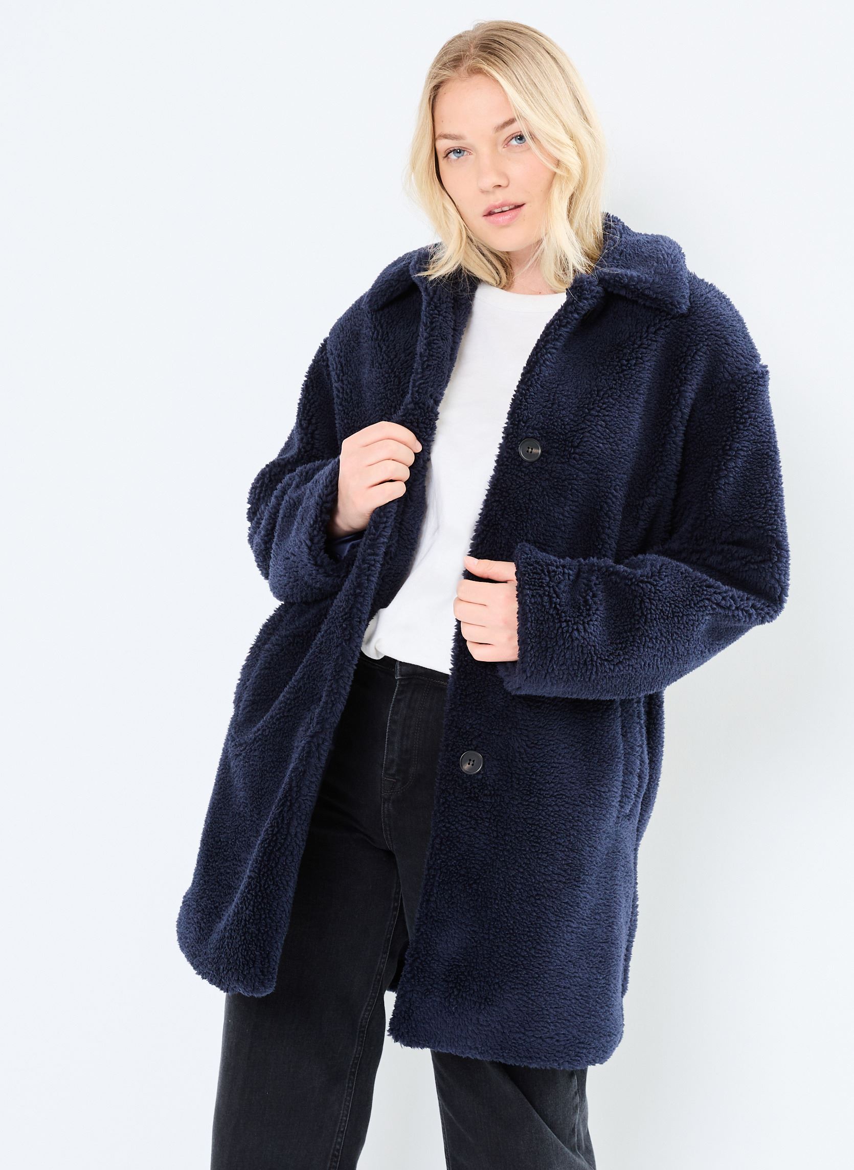 Manteaux FI-GP-ZACARI-T femme bleu La Fée Maraboutée Manteaux FI-GP-ZACARI-T femme bleu Navy