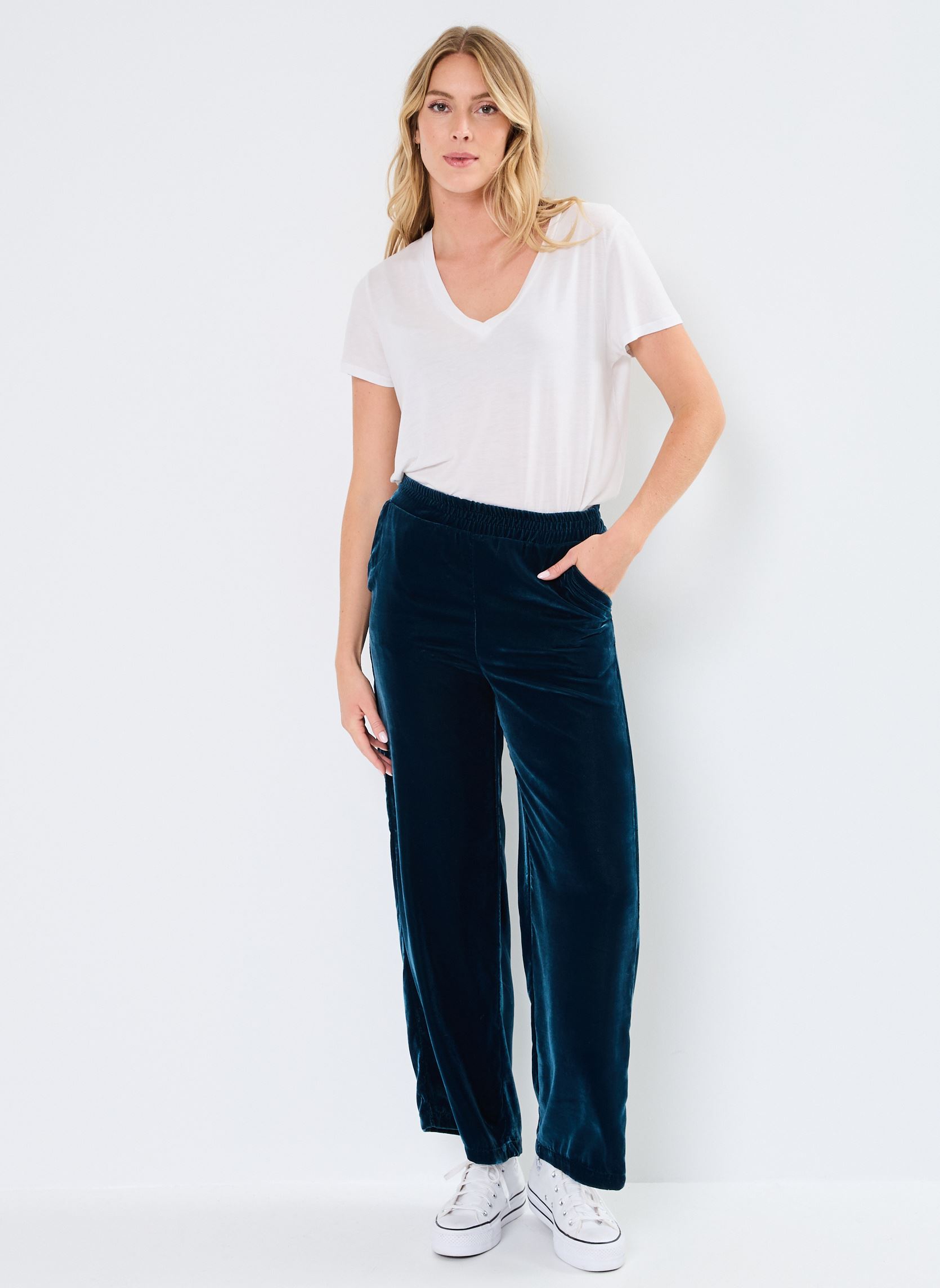 Pantalons larges FI-PA-ZACOA-P femme bleu La Fée Maraboutée Pantalons larges FI-PA-ZACOA-P femme bleu PETROLE