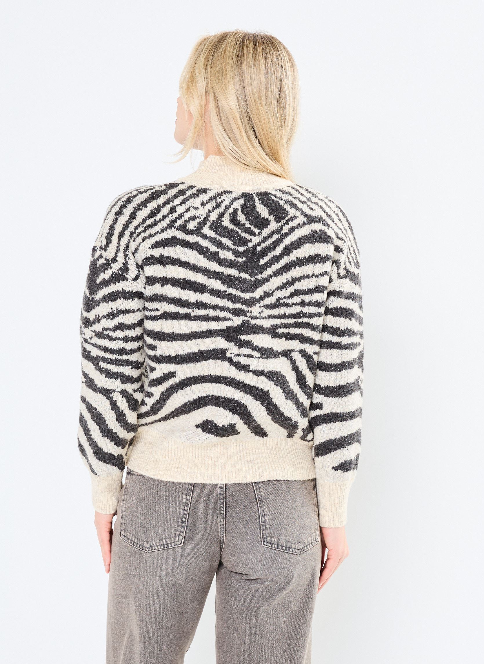 Truien FI-PU-ZEBRE dames wit La Fée Maraboutée Truien FI-PU-ZEBRE dames wit ecru/noir