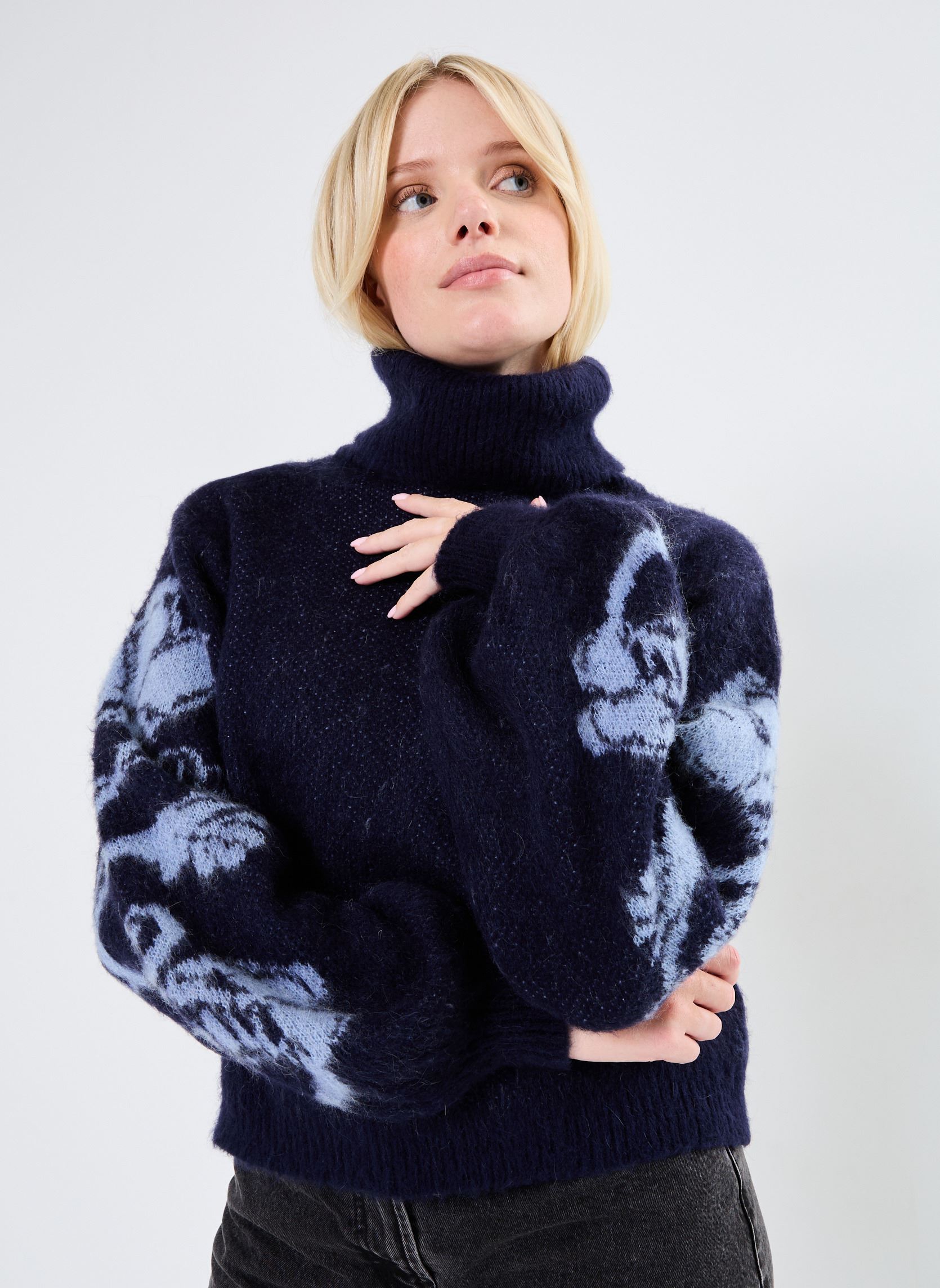 Pulls FI-PU-ZEPICES femme bleu La Fée Maraboutée Pulls FI-PU-ZEPICES femme bleu BLEU NUIT