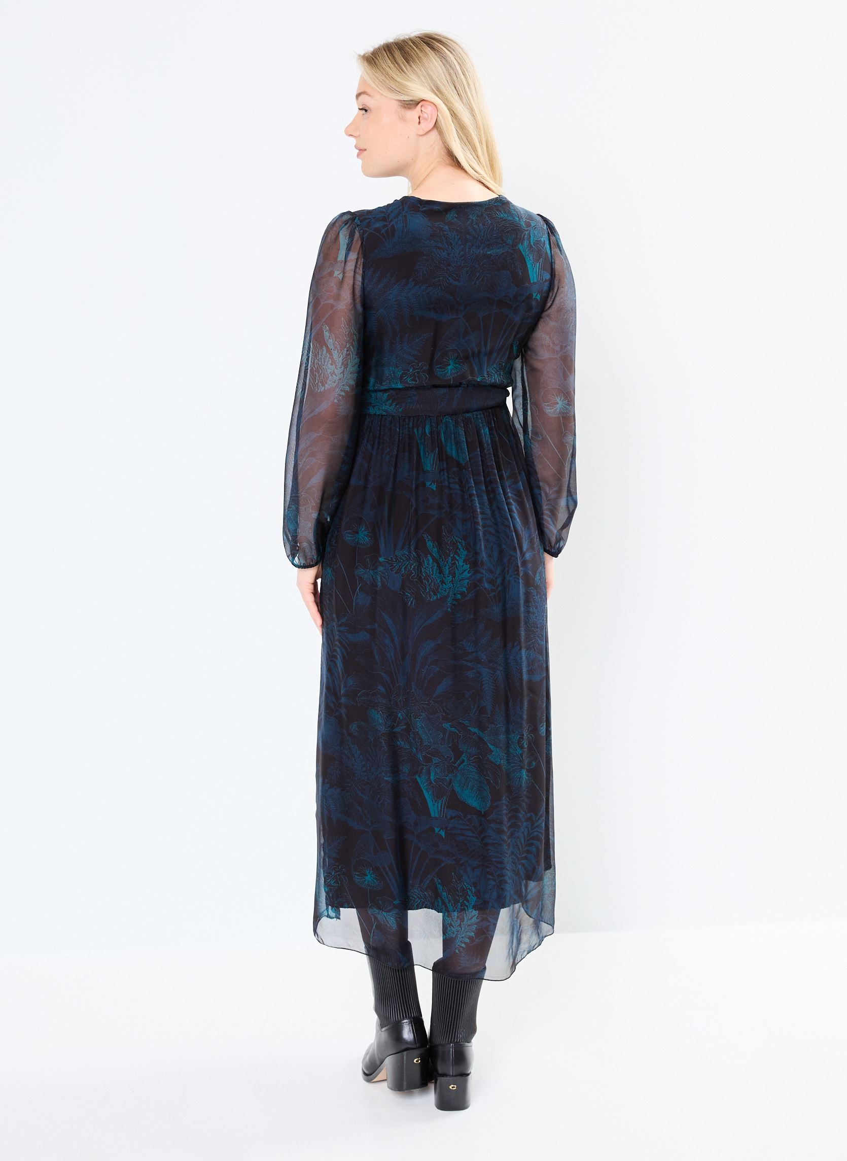 Robes longues FI-RO-REOLA-Y femme noir La Fée Maraboutée Robes longues FI-RO-REOLA-Y femme noir NOIR/PETROLE