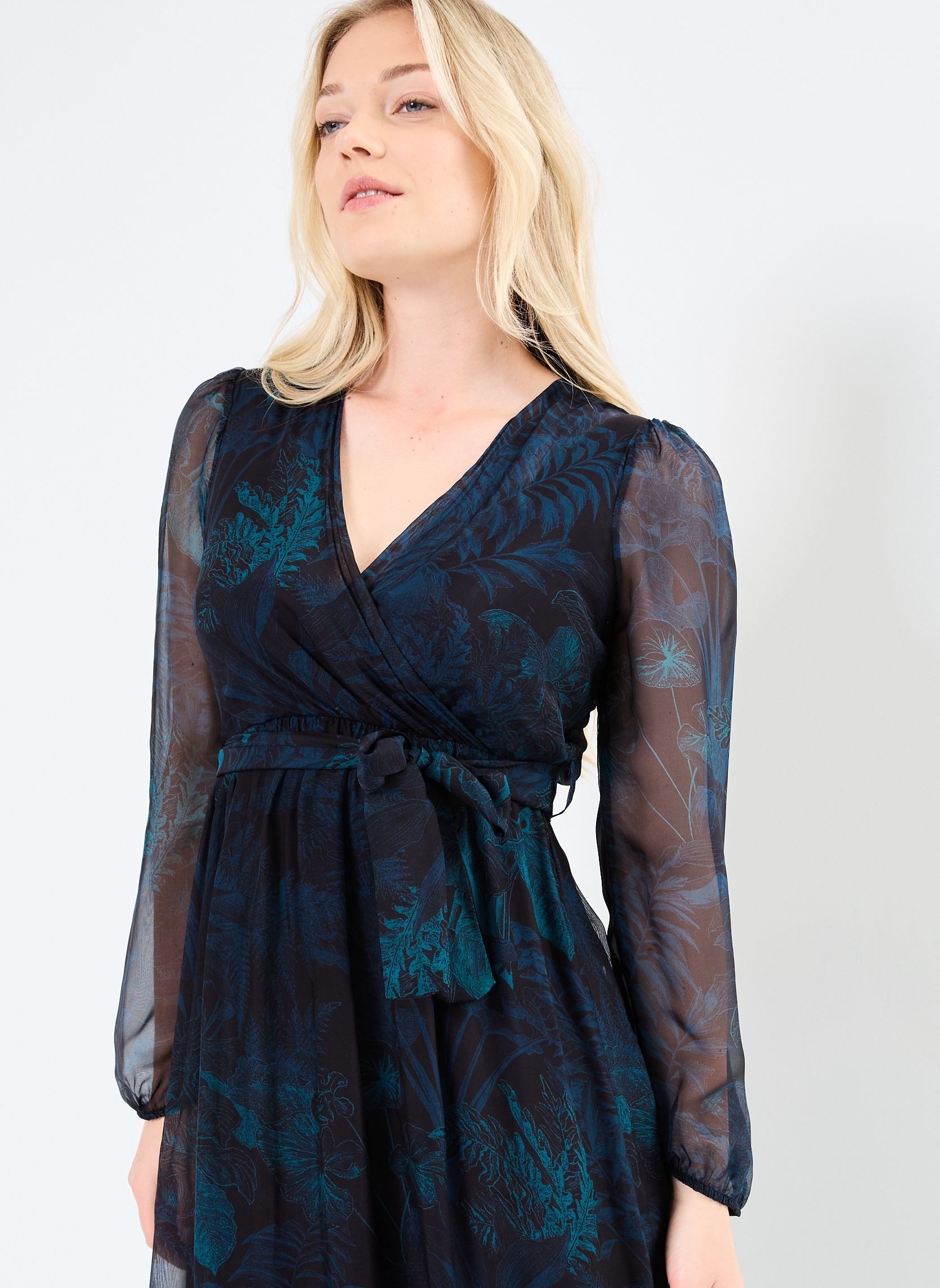 Robes longues FI-RO-REOLA-Y femme noir La Fée Maraboutée Robes longues FI-RO-REOLA-Y femme noir NOIR/PETROLE