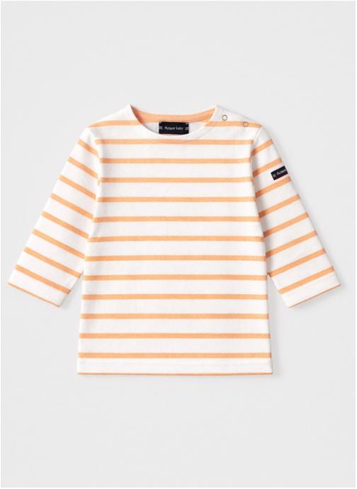 Armor Lux Tee-shirts Marinière K0549 blanc/ peach nectar fille orange