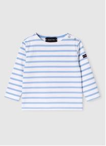 Tee-shirts Marinière K0549 blanc/ peach nectar fille bleu