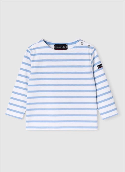Armor Lux Tee-shirts Marinière K0549 blanc/ peach nectar fille bleu