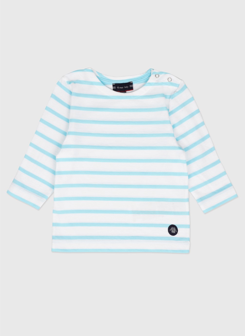 Tee-shirts Marinière K0549 blanc/ peach nectar fille bleu Armor Lux Tee-shirts Marinière K0549 blanc/ peach nectar fille bleu Bleu ciel