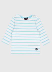 Tee-shirts Marinière K0549 blanc/ peach nectar fille bleu