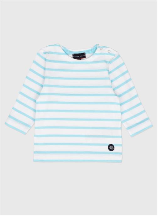 Armor Lux Tee-shirts Marinière K0549 blanc/ peach nectar fille bleu