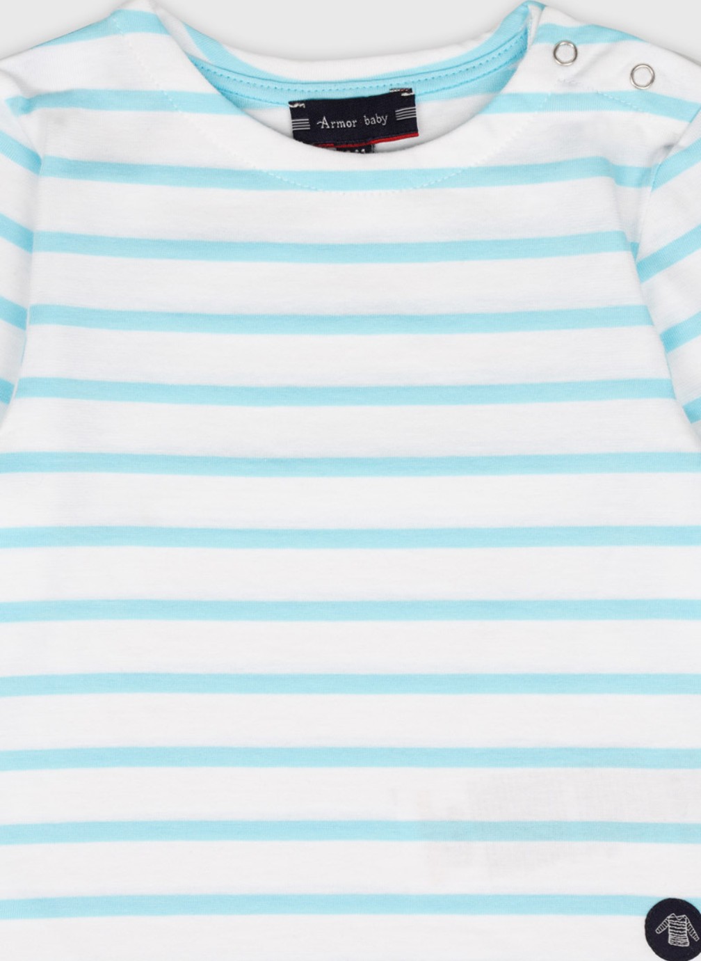 Tee-shirts Marinière K0549 blanc/ peach nectar fille bleu Armor Lux Tee-shirts Marinière K0549 blanc/ peach nectar fille bleu Bleu ciel