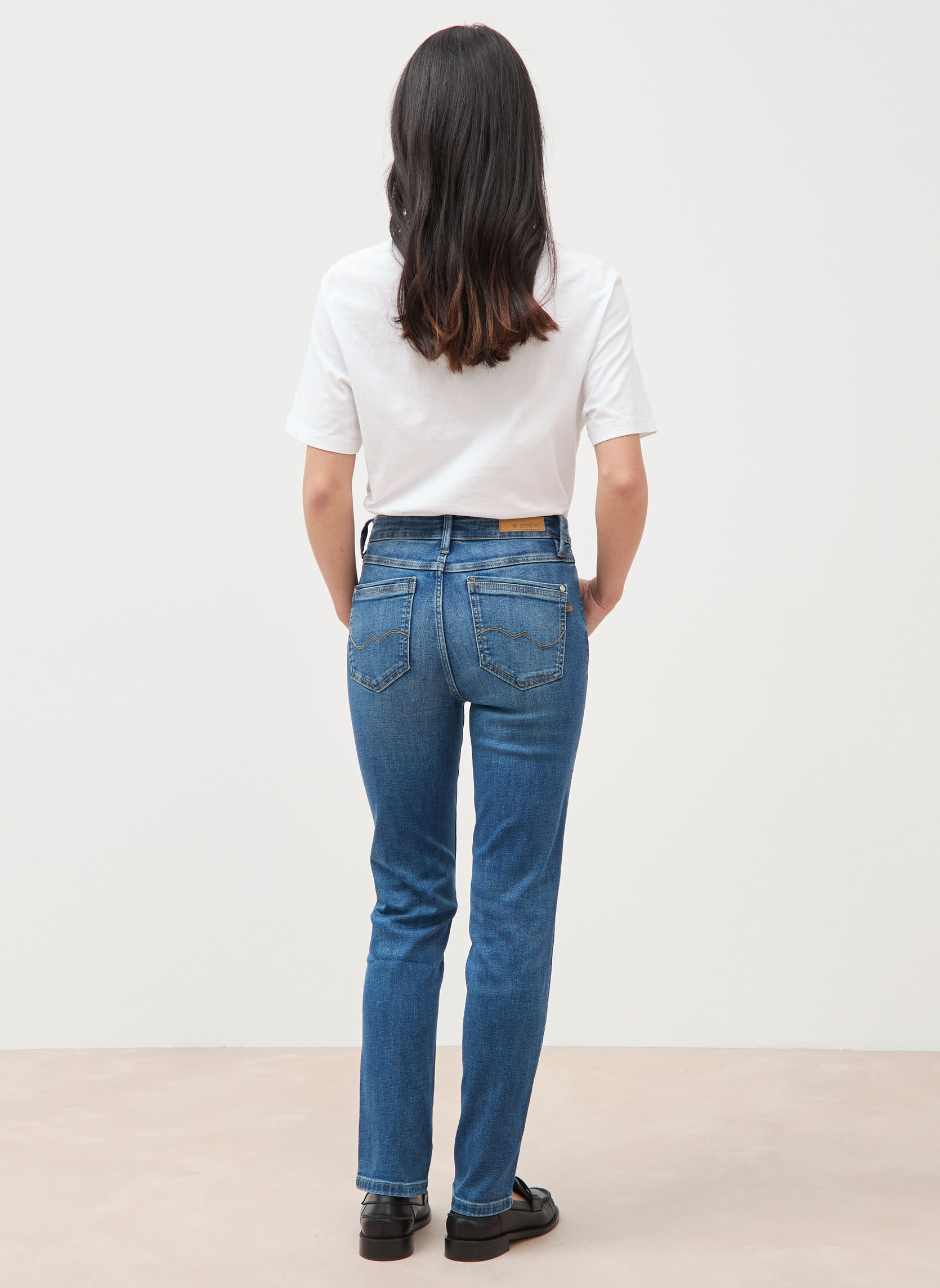 Jeans droit Jeans slim - SEOUL-CLEM1C femme bleu Bonobo Jeans droit Jeans slim - SEOUL-CLEM1C femme bleu Bleu foncé