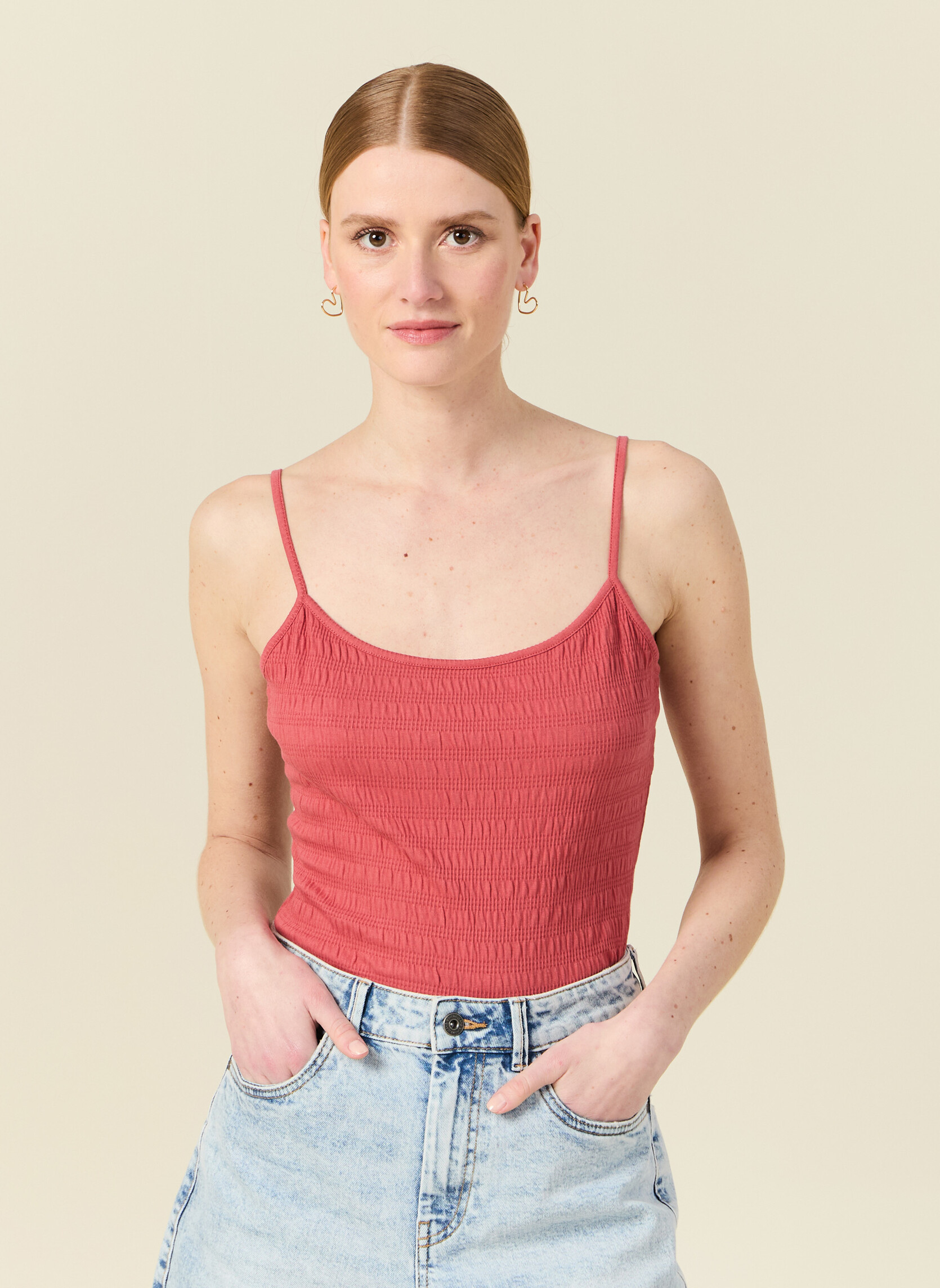 Débardeurs Débardeurs - SMOCKDEBF femme rouge Bonobo Débardeurs Débardeurs - SMOCKDEBF femme rouge Rouge