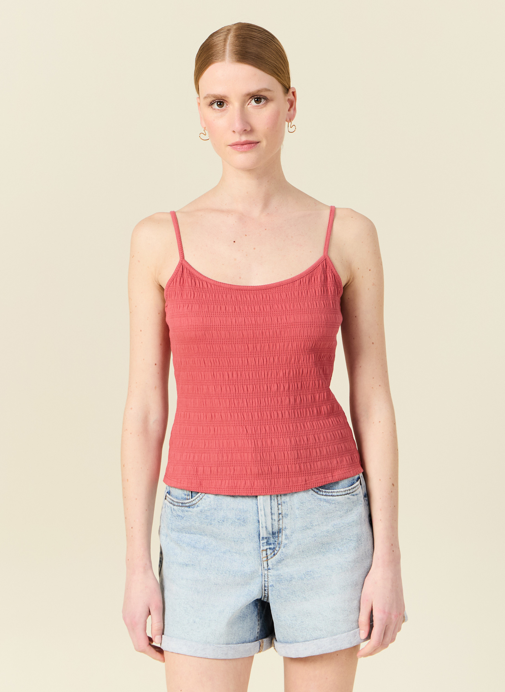 Débardeurs Débardeurs - SMOCKDEBF femme rouge Bonobo Débardeurs Débardeurs - SMOCKDEBF femme rouge Rouge