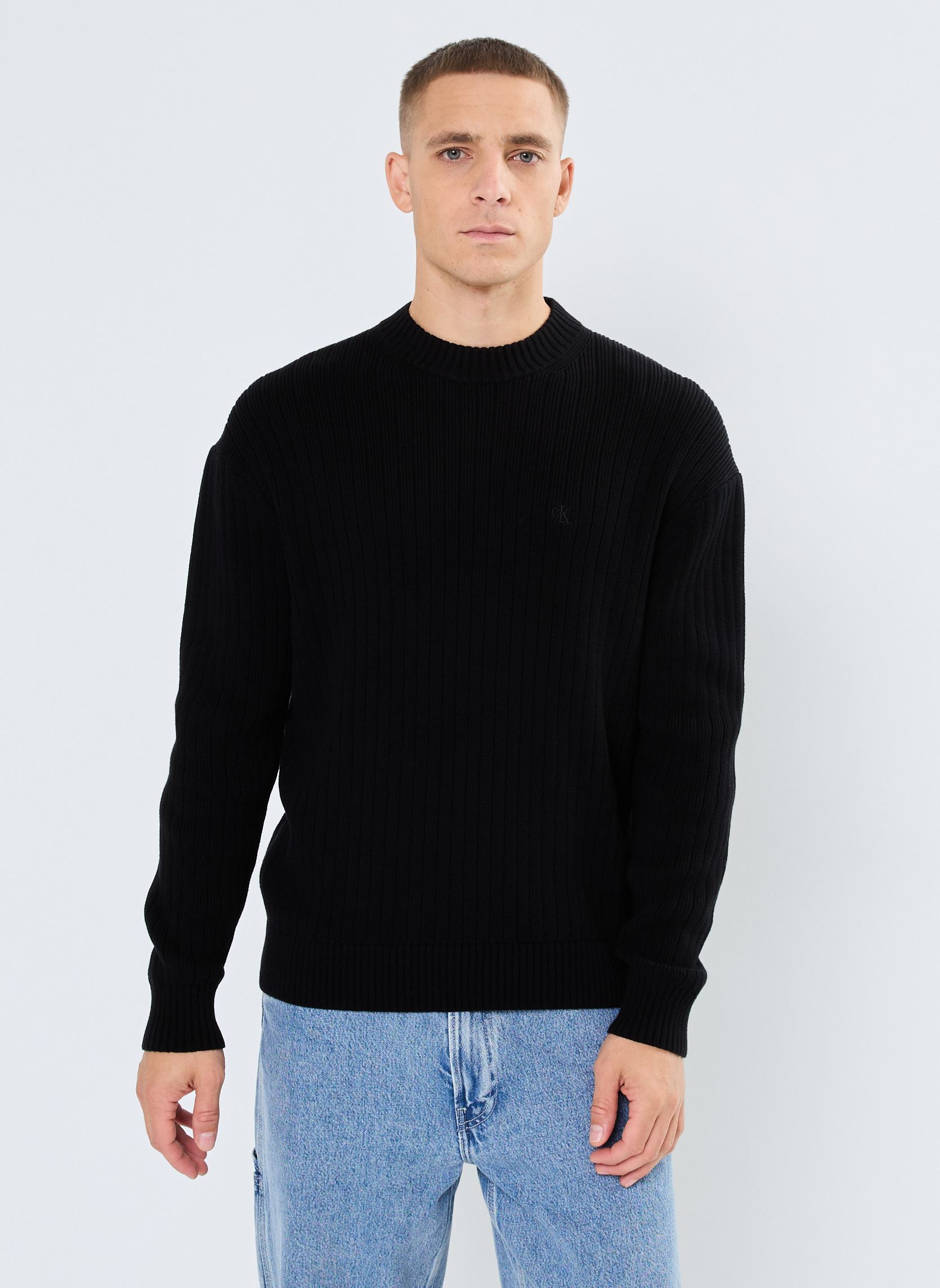 Sweat shirt Calvin Klein Jeans Pull homme Ref 63857 YBI Ecru EU - vue 5
