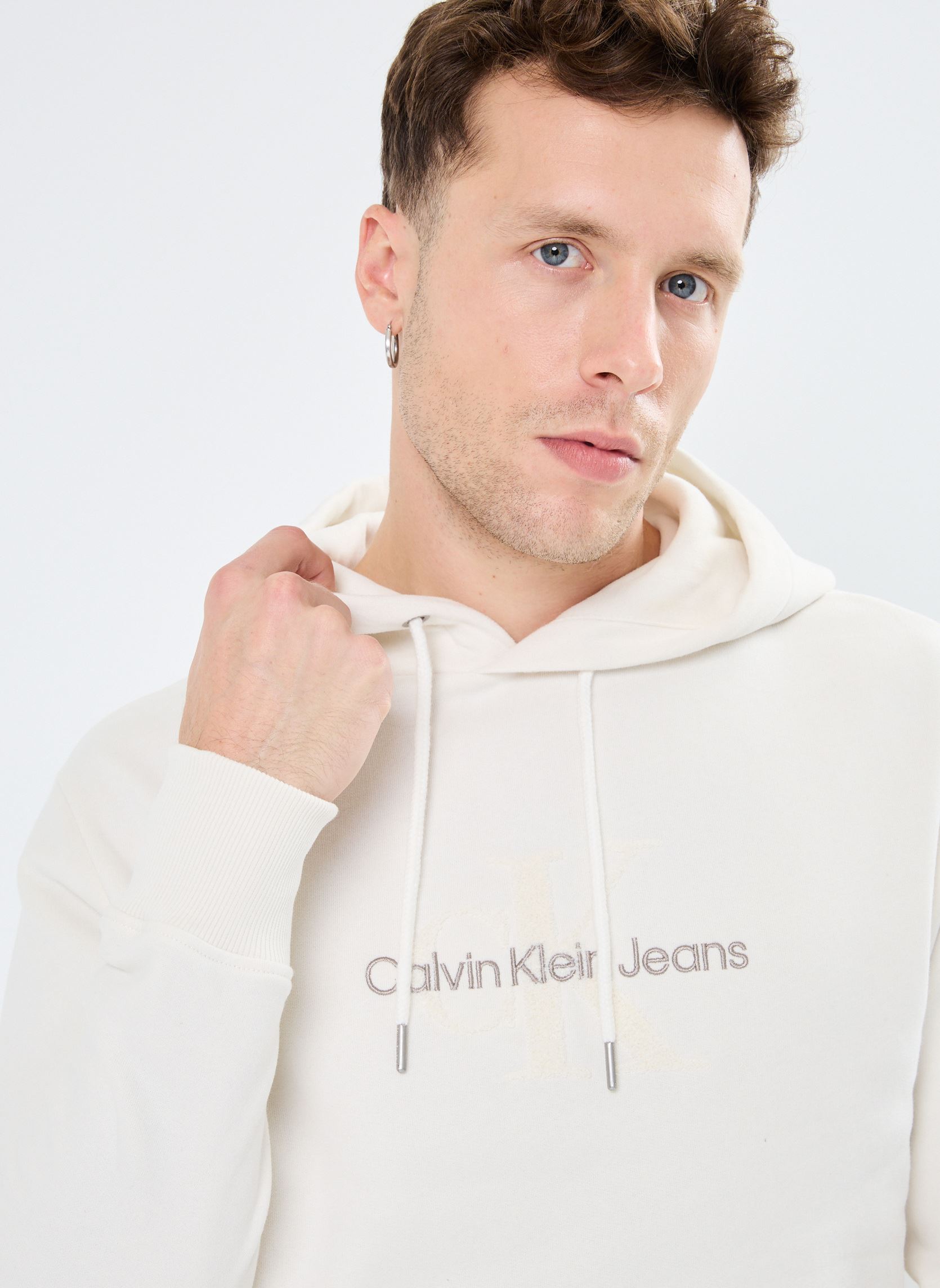 Kapuzenpullover Chenille Monologo Ho J30J326637 herren weiß Calvin Klein Jeans Kapuzenpullover Chenille Monologo Ho J30J326637 herren weiß WHITE