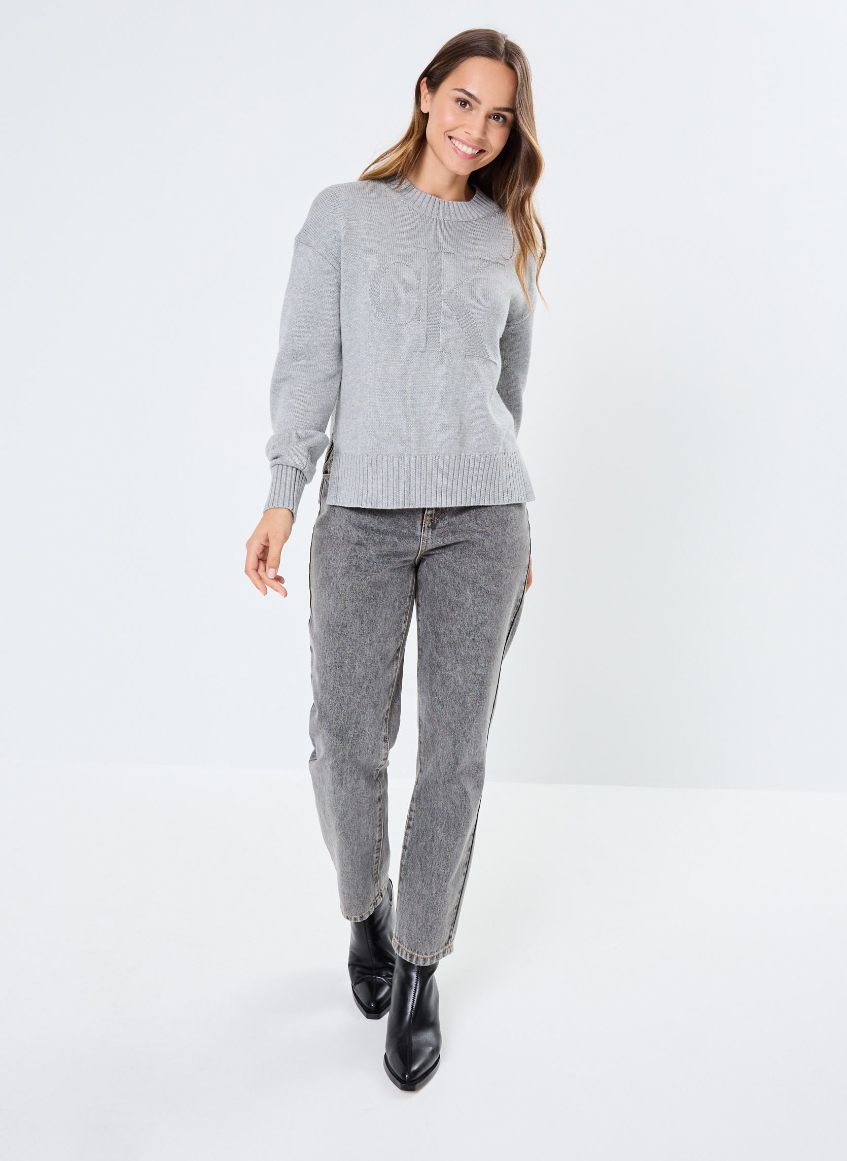 Pullover Ck Intarsia Loose Sw J20J224224 damen grau Calvin Klein Jeans Pullover Ck Intarsia Loose Sw J20J224224 damen grau GREY