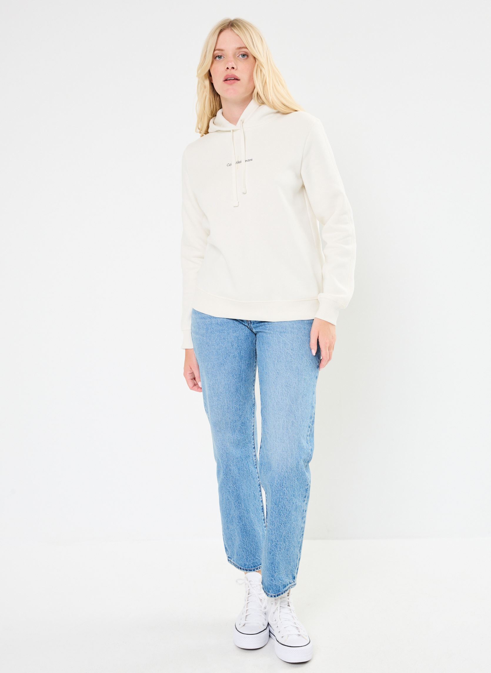 Kapuzenpullover Monologo Regular Hoo J20J223536 damen weiß Calvin Klein Jeans Kapuzenpullover Monologo Regular Hoo J20J223536 damen weiß WHITE