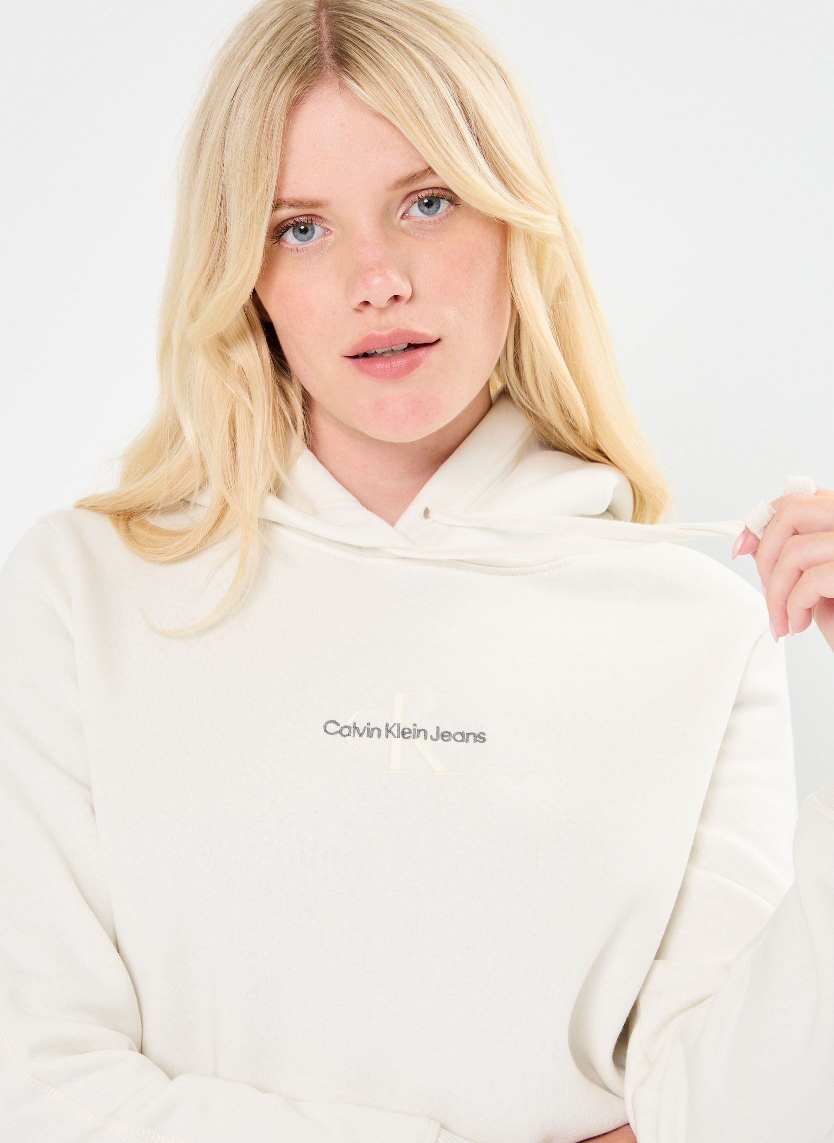 Kapuzenpullover Monologo Regular Hoo J20J223536 damen weiß Calvin Klein Jeans Kapuzenpullover Monologo Regular Hoo J20J223536 damen weiß WHITE