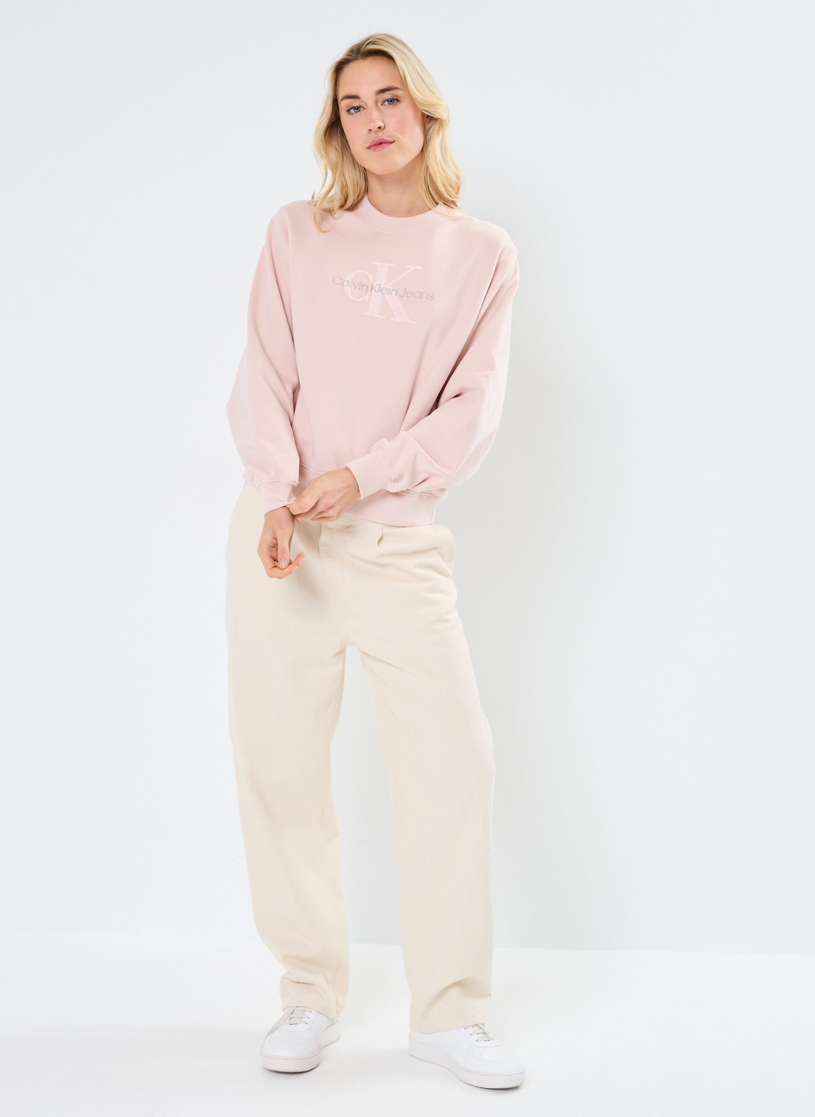 Sweatshirts Chenille Monologo Cr J20J224652 damen rosa Calvin Klein Jeans Sweatshirts Chenille Monologo Cr J20J224652 damen rosa PINK
