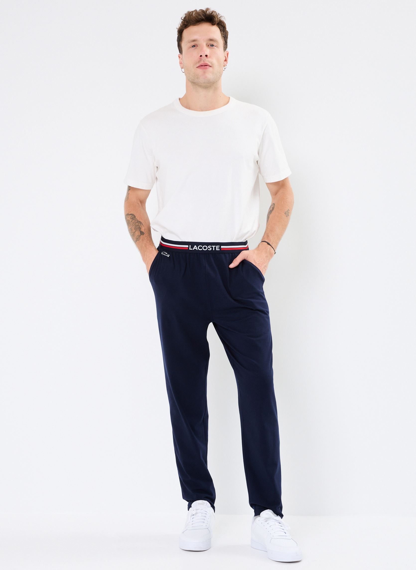 Joggings Bas de pyjama en jersey avec ceinture tr homme bleu Lacoste Joggings Bas de pyjama en jersey avec ceinture tr homme bleu MARINE