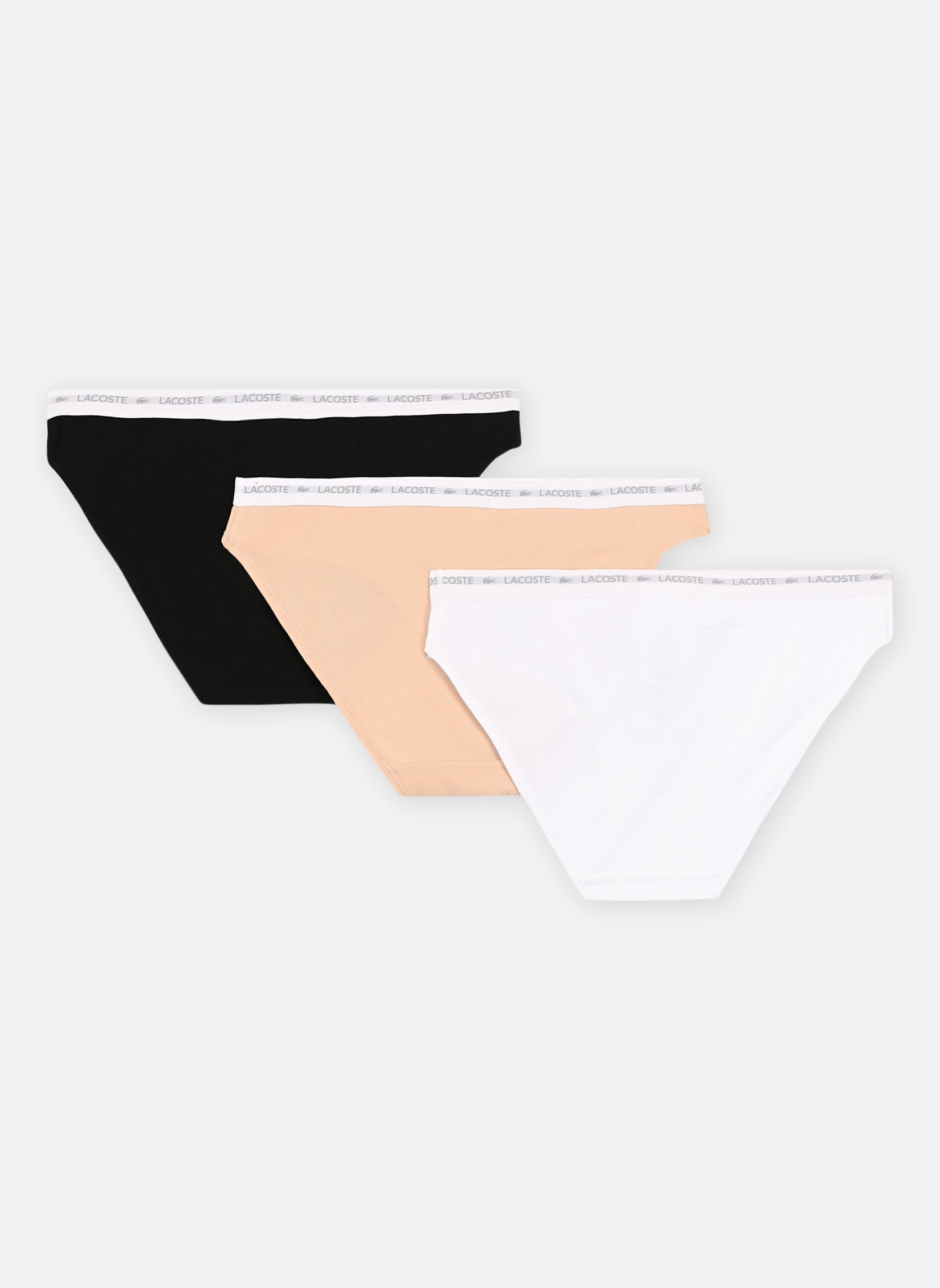 Lingerie sport Lot de 3 culottes en coton stretch femme multicolore Lacoste Lingerie sport Lot de 3 culottes en coton stretch femme multicolore BISCUIT/BLANC-NOIR