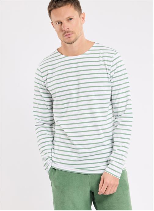 Armor Lux Tee-shirts Marinière 53792 blanc/ivy homme vert