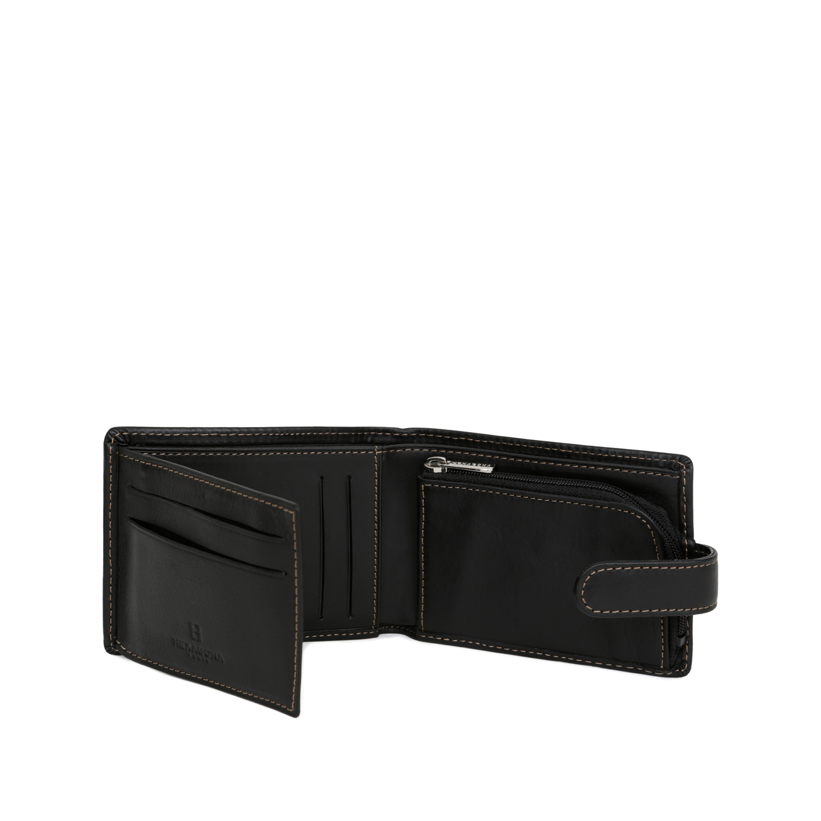 Porte-monnaie Cuir Hexagona Collection Félin Pour Homme – Design Sobre Et Finition Mate, Noir