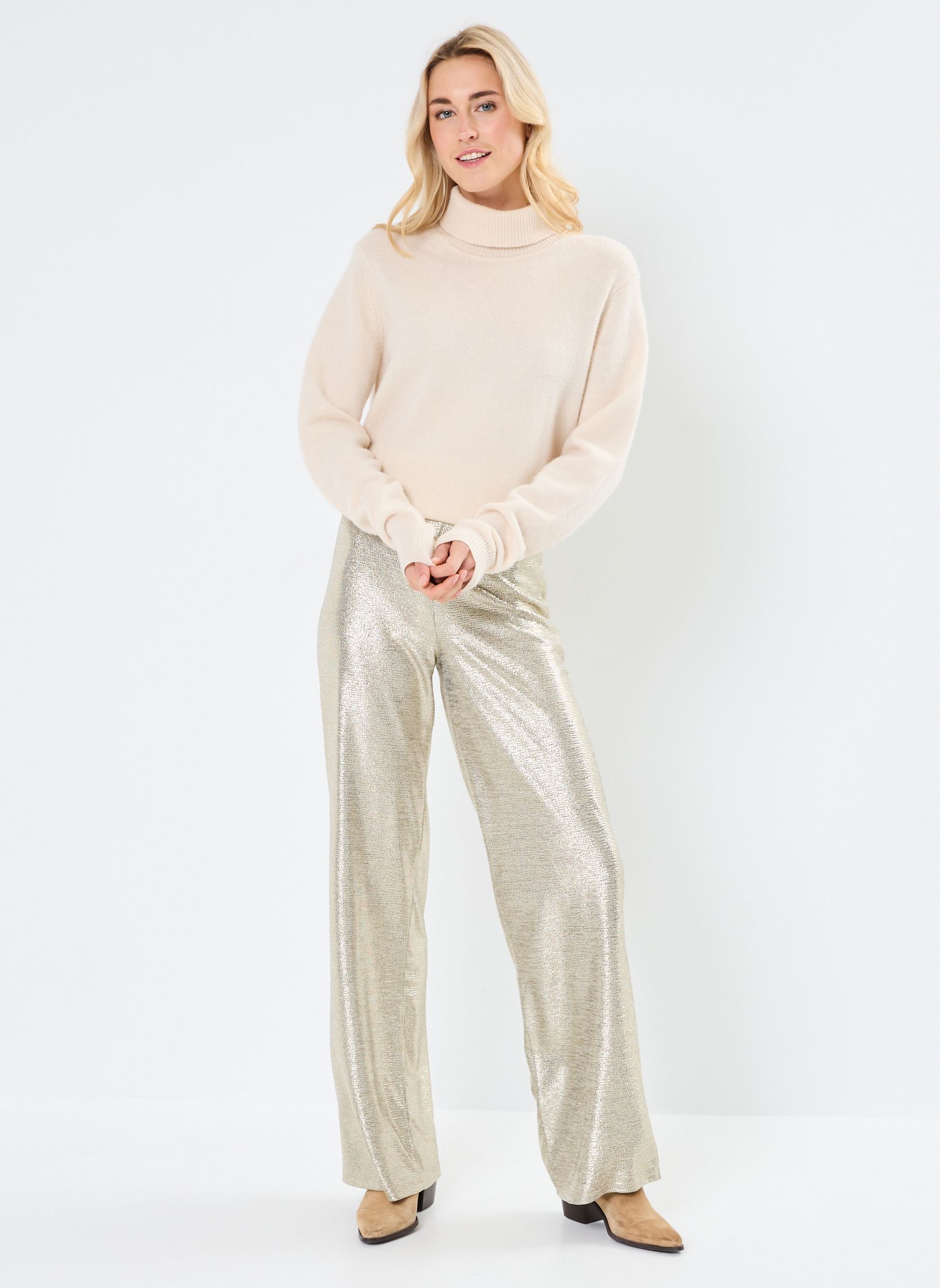 Pantalons larges PELOR fête femme or et bronze Georgia Rose Pantalons larges PELOR fête femme or et bronze DORE