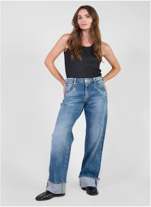 Le temps des cerises Jeans droit Jeans loose Blue femme bleu