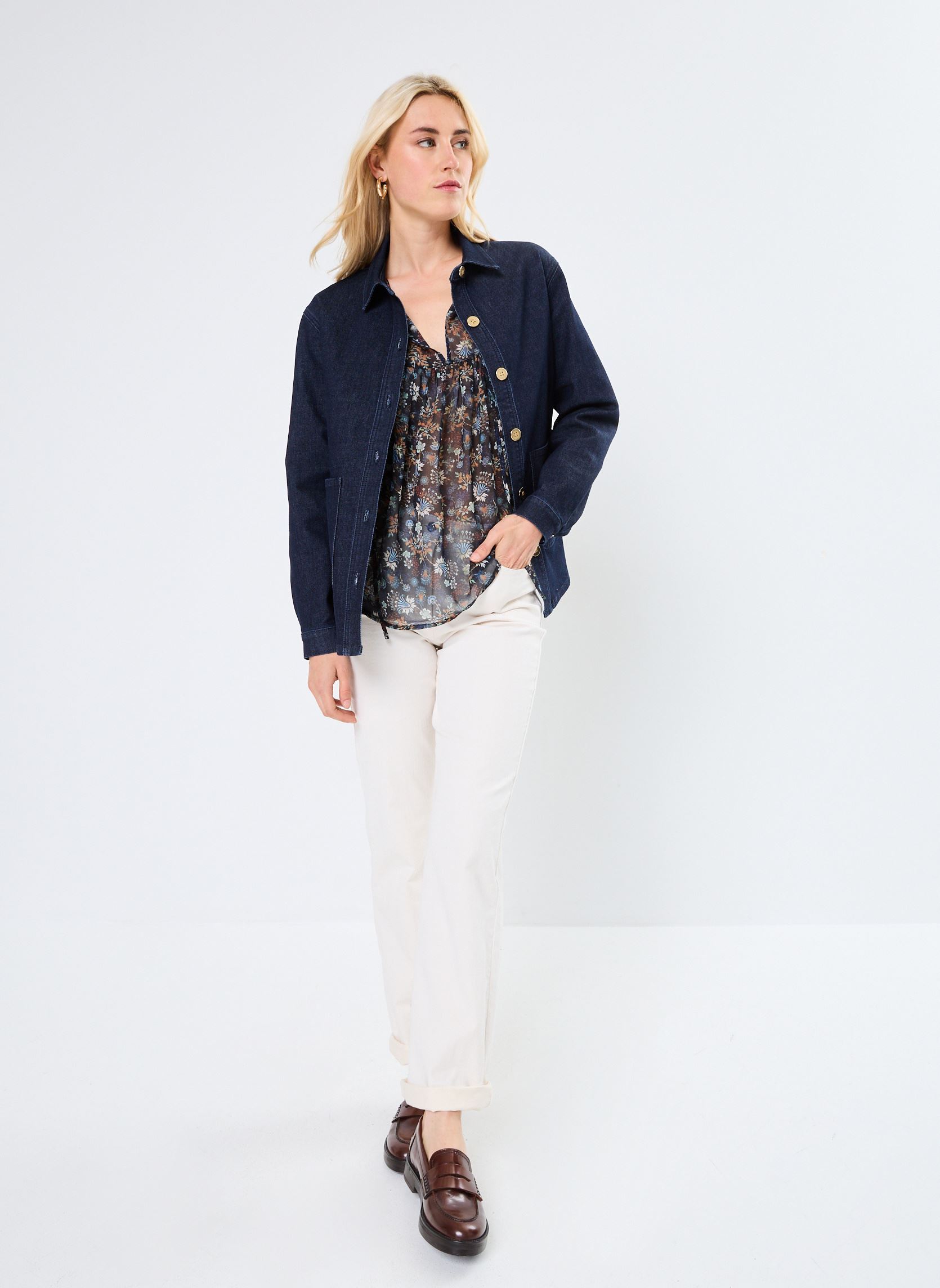 Vestes en jean LADIES WOVEN JACKET femme bleu Molly Bracken Vestes en jean LADIES WOVEN JACKET femme bleu BRUT DENIM