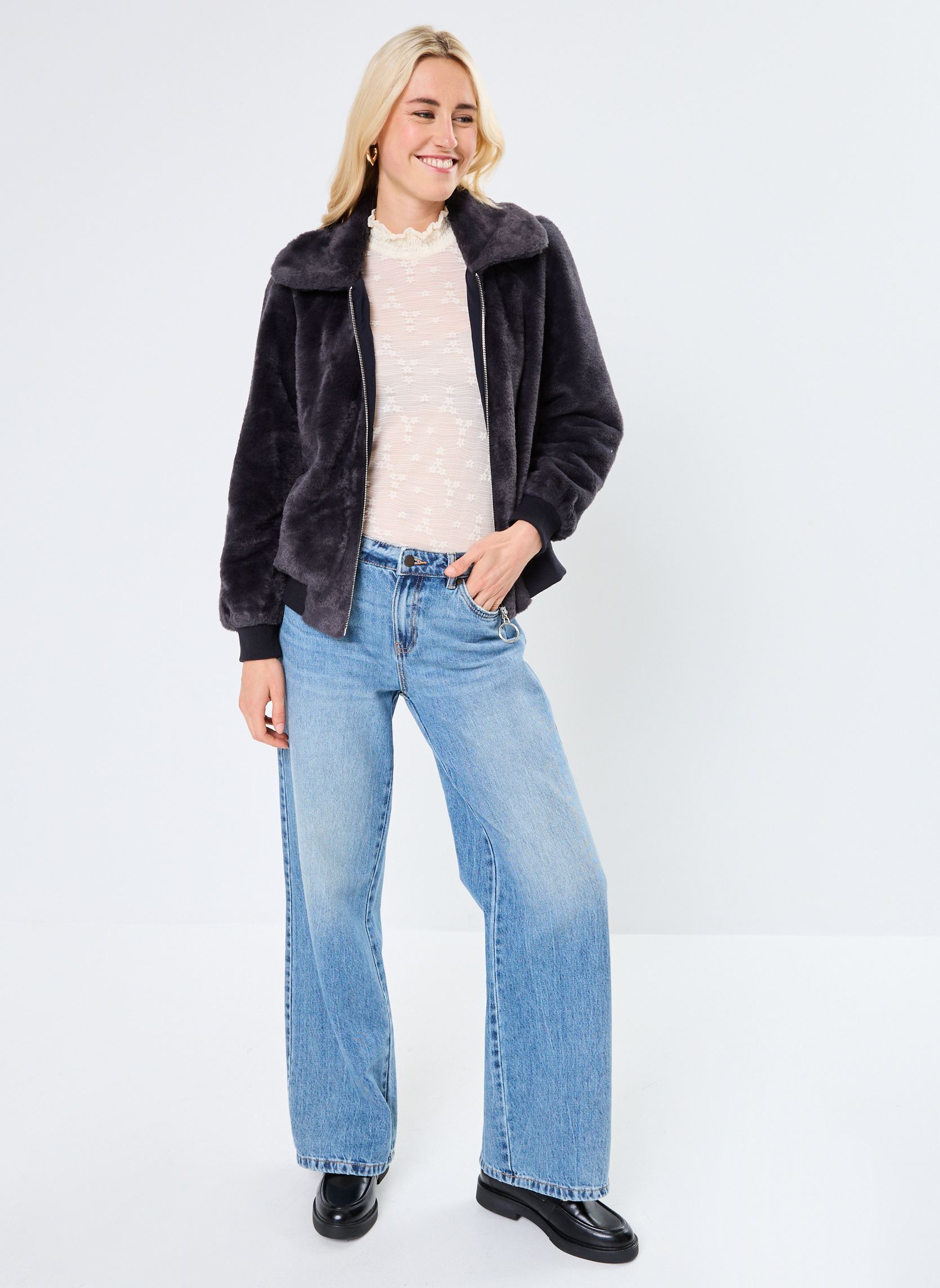 Vestes en jean LADIES WOVEN JACKET femme gris Molly Bracken Vestes en jean LADIES WOVEN JACKET femme gris DARK GREY