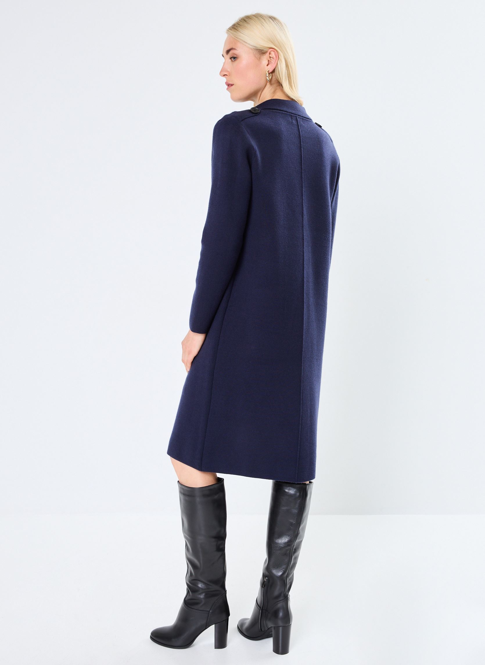 Manteaux LADIES KNITTED COAT femme bleu Molly Bracken Manteaux LADIES KNITTED COAT femme bleu NAVY BLUE
