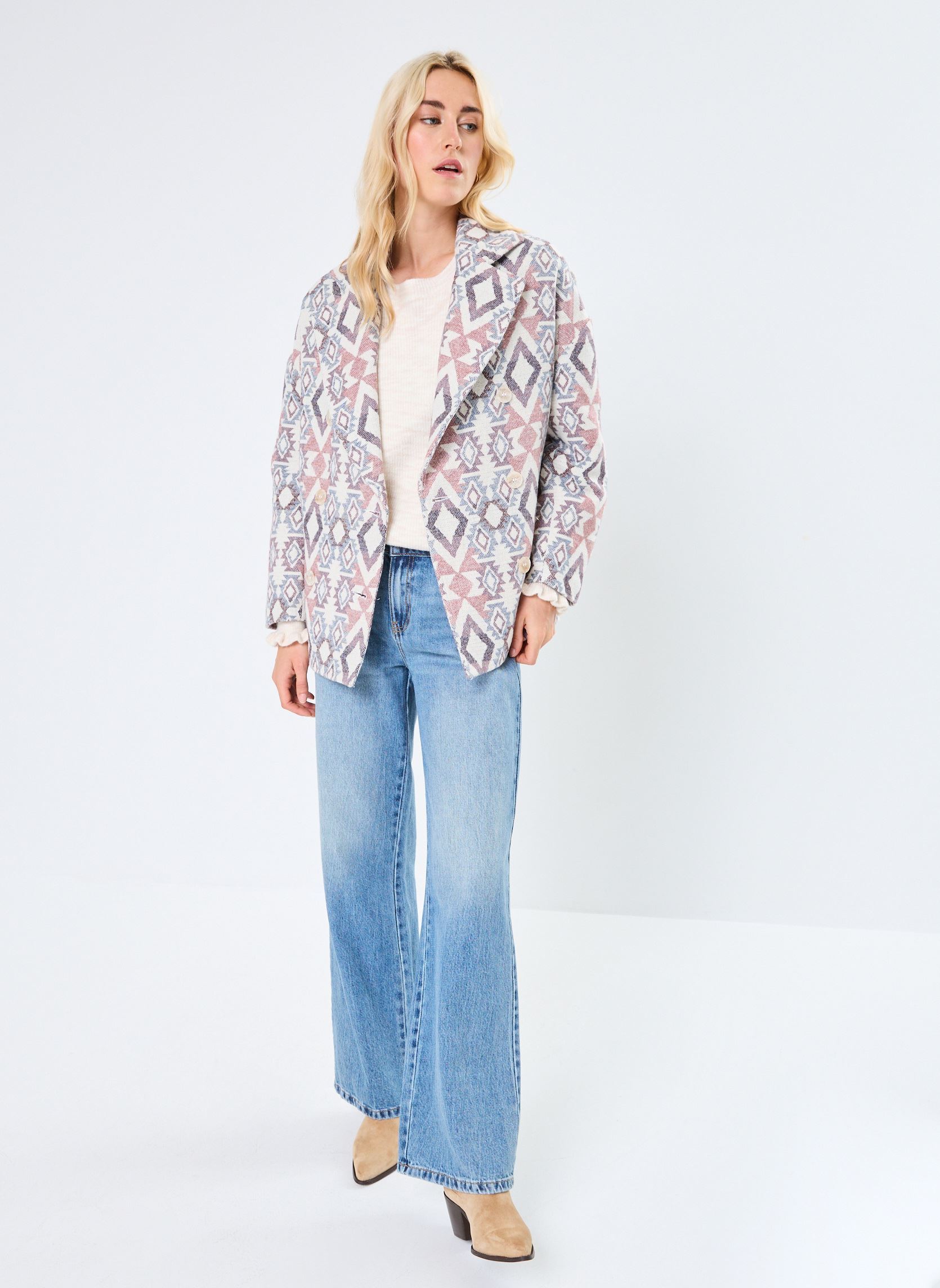Mantels LADIES WOVEN COAT dames meerkleurig Molly Bracken Mantels LADIES WOVEN COAT dames meerkleurig OLD PINK