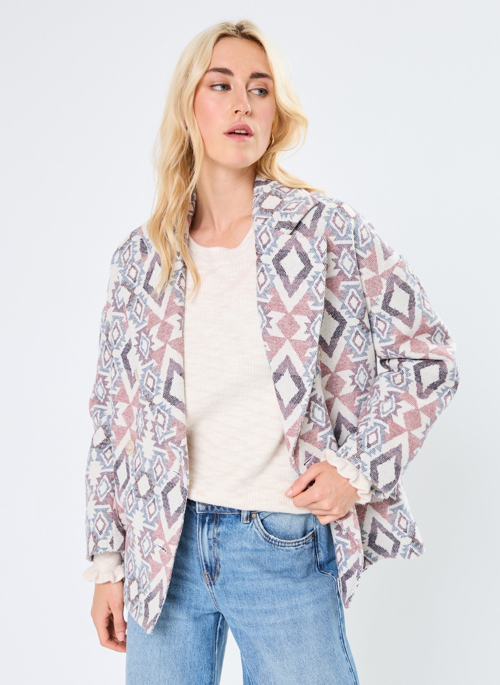 Mantels LADIES WOVEN COAT dames meerkleurig Molly Bracken Mantels LADIES WOVEN COAT dames meerkleurig OLD PINK