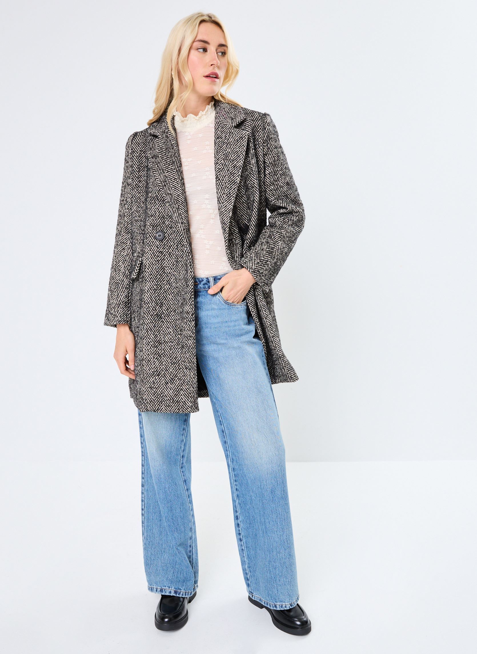 Mäntel LADIES WOVEN COAT damen schwarz Molly Bracken Mäntel LADIES WOVEN COAT damen schwarz BLACK
