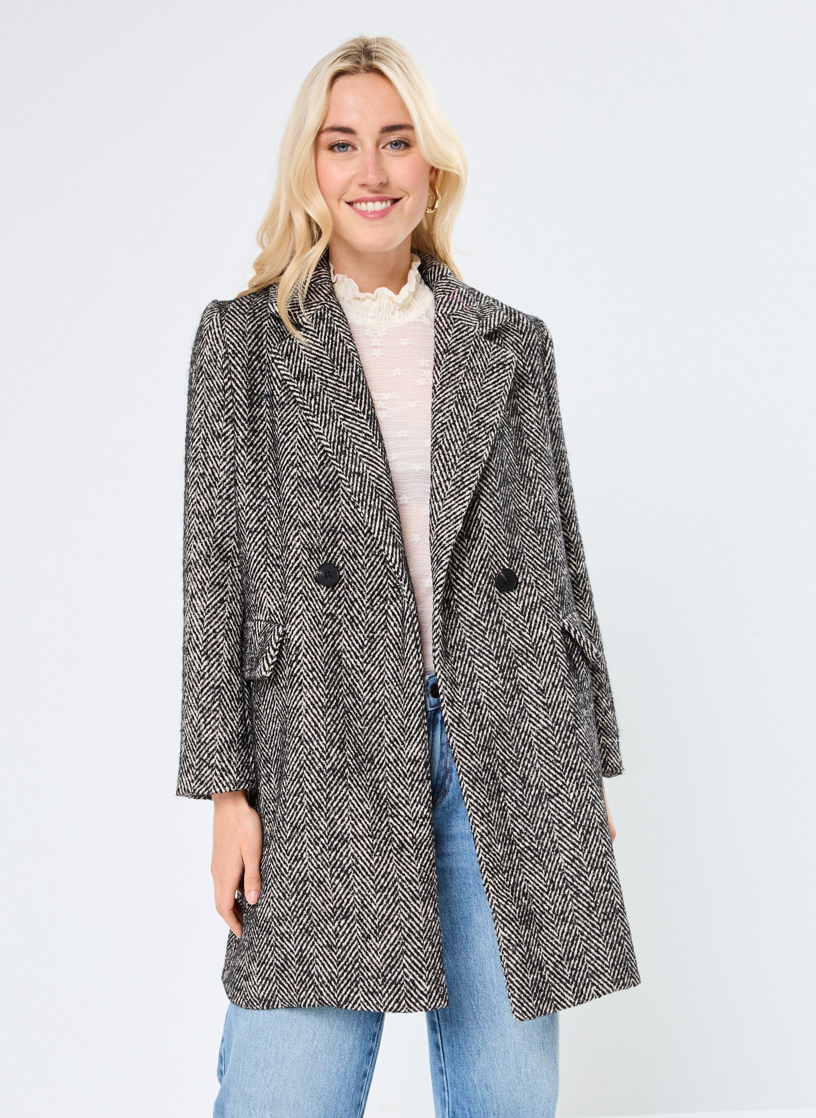 Mäntel LADIES WOVEN COAT damen schwarz Molly Bracken Mäntel LADIES WOVEN COAT damen schwarz BLACK