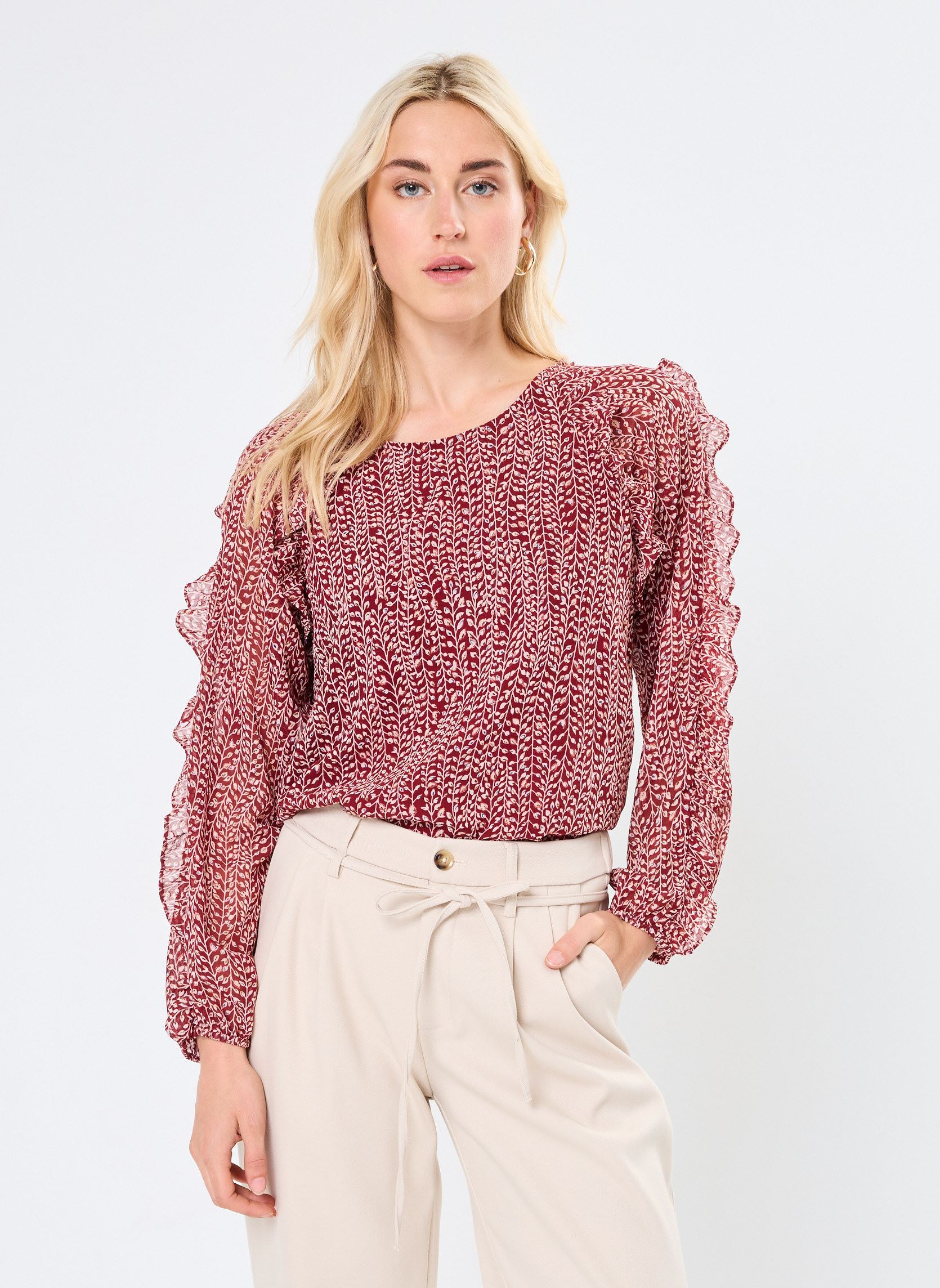Blouses manches longues LADIES WOVEN TOP femme rouge Molly Bracken Blouses manches longues LADIES WOVEN TOP femme rouge DARK RED MONA