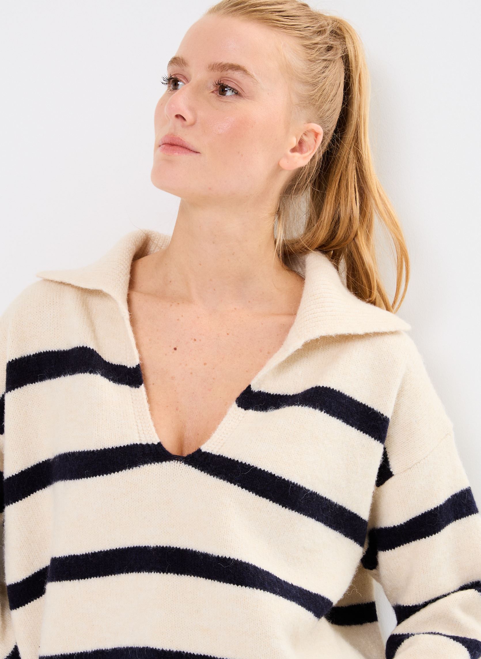 Pulls LADIES KNITTED SWEATER femme multicolore Molly Bracken Pulls LADIES KNITTED SWEATER femme multicolore OFFWHITE/NAVY