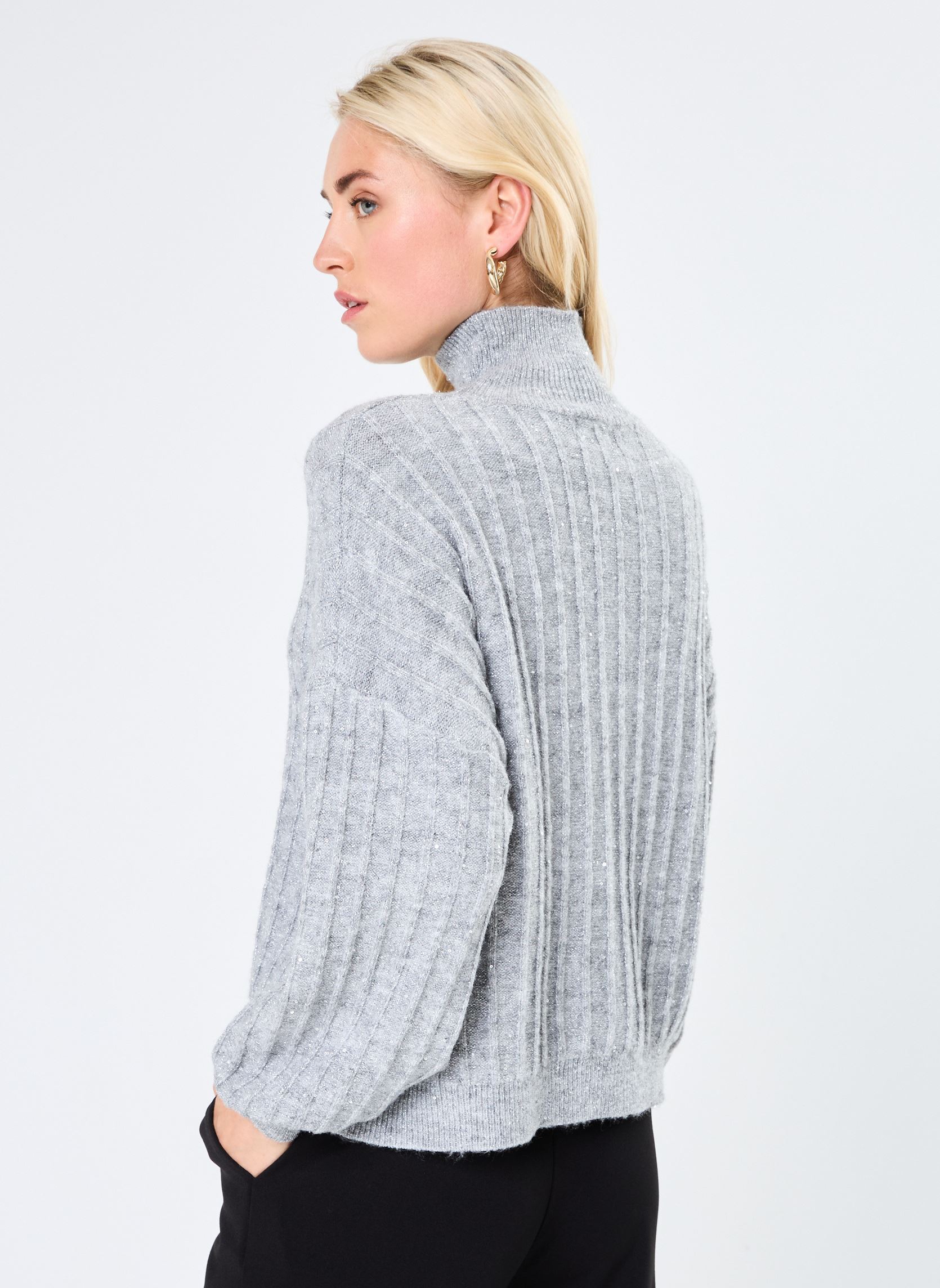 Truien LADIES KNITTED SWEATER dames grijs Molly Bracken Truien LADIES KNITTED SWEATER dames grijs SILVER