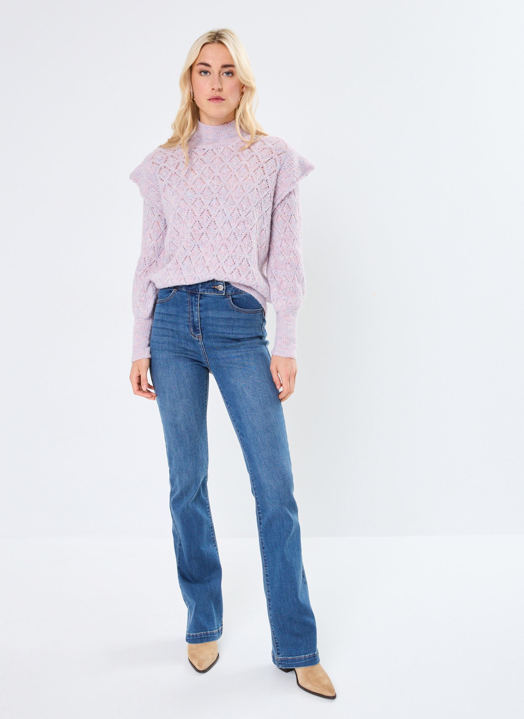 Pulls LADIES KNITTED SWEATER femme violet Molly Bracken Pulls LADIES KNITTED SWEATER femme violet MAUVE
