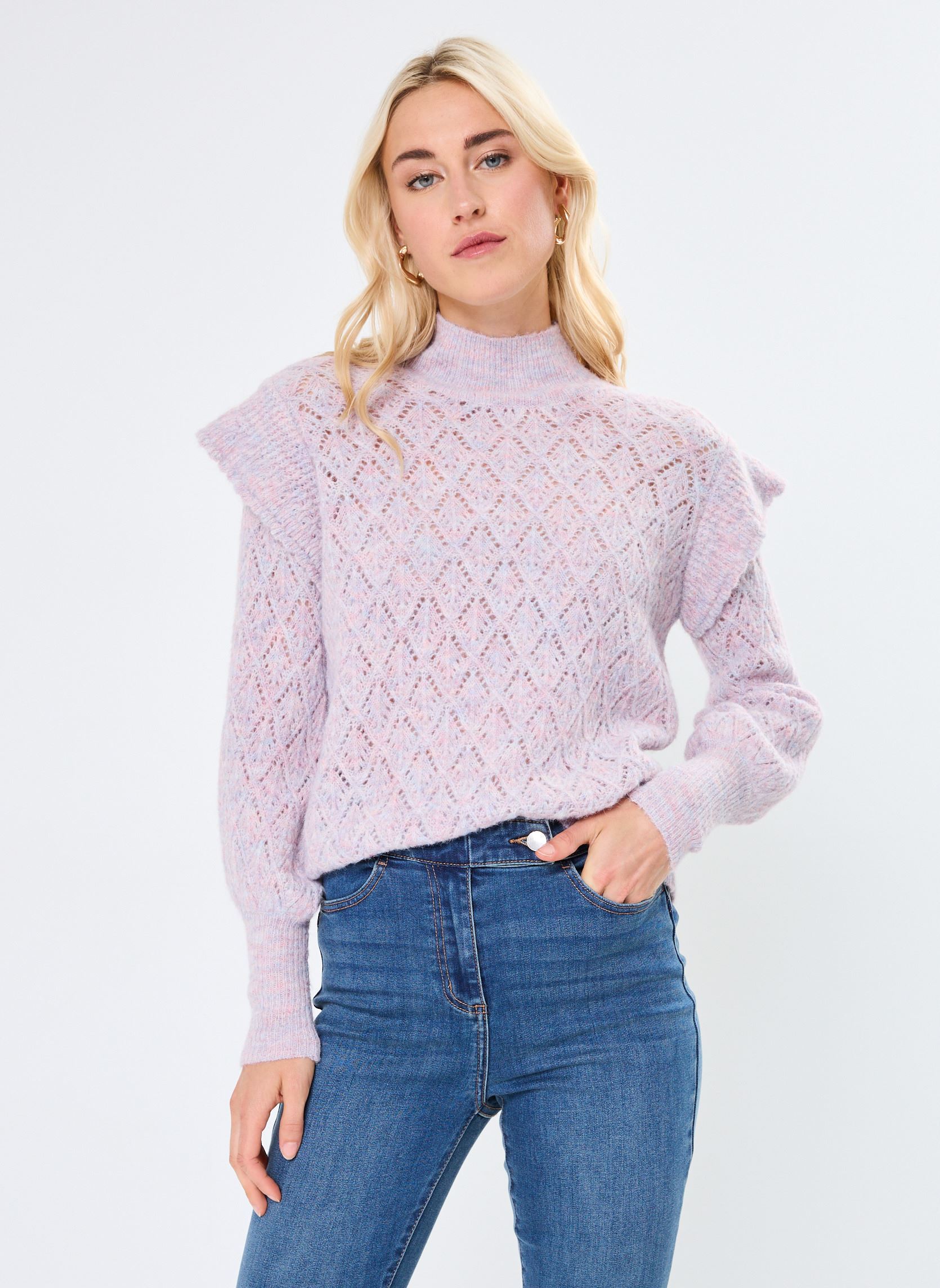 Pulls LADIES KNITTED SWEATER femme violet Molly Bracken Pulls LADIES KNITTED SWEATER femme violet MAUVE