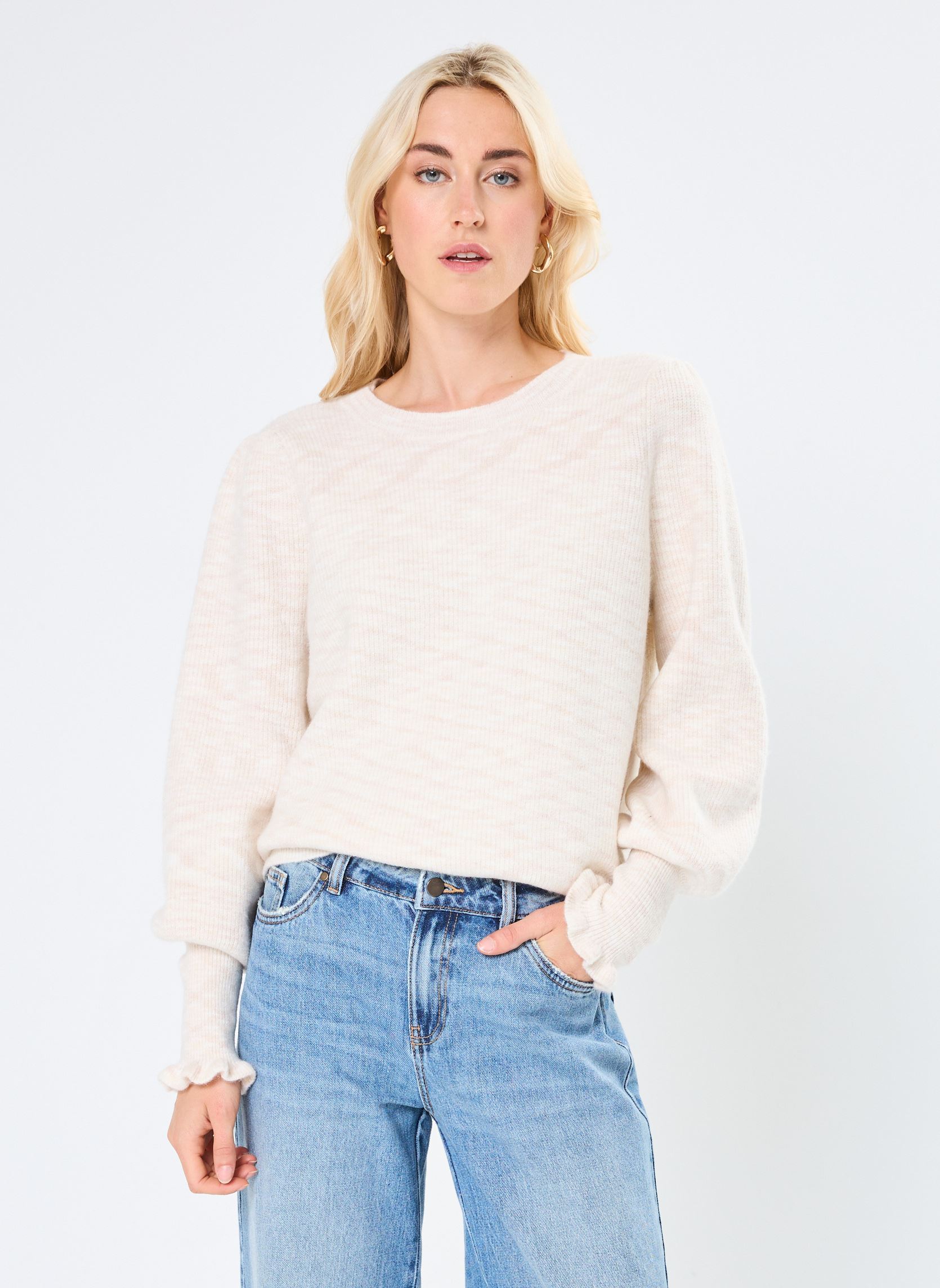Pulls LADIES KNITTED SWEATER femme beige Molly Bracken Pulls LADIES KNITTED SWEATER femme beige CREAM