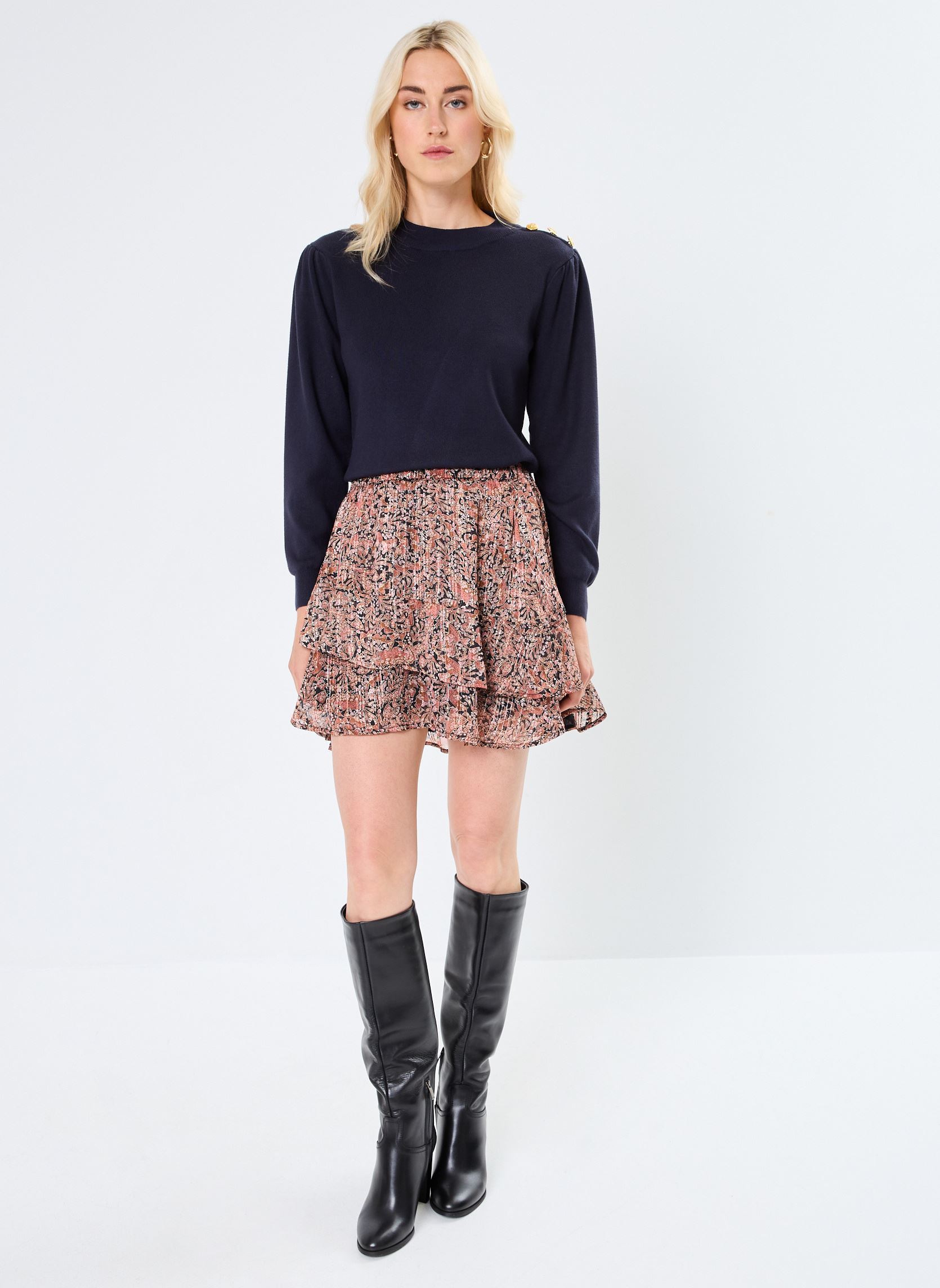 Pulls LADIES KNITTED SWEATER femme bleu Molly Bracken Pulls LADIES KNITTED SWEATER femme bleu NAVY BLUE