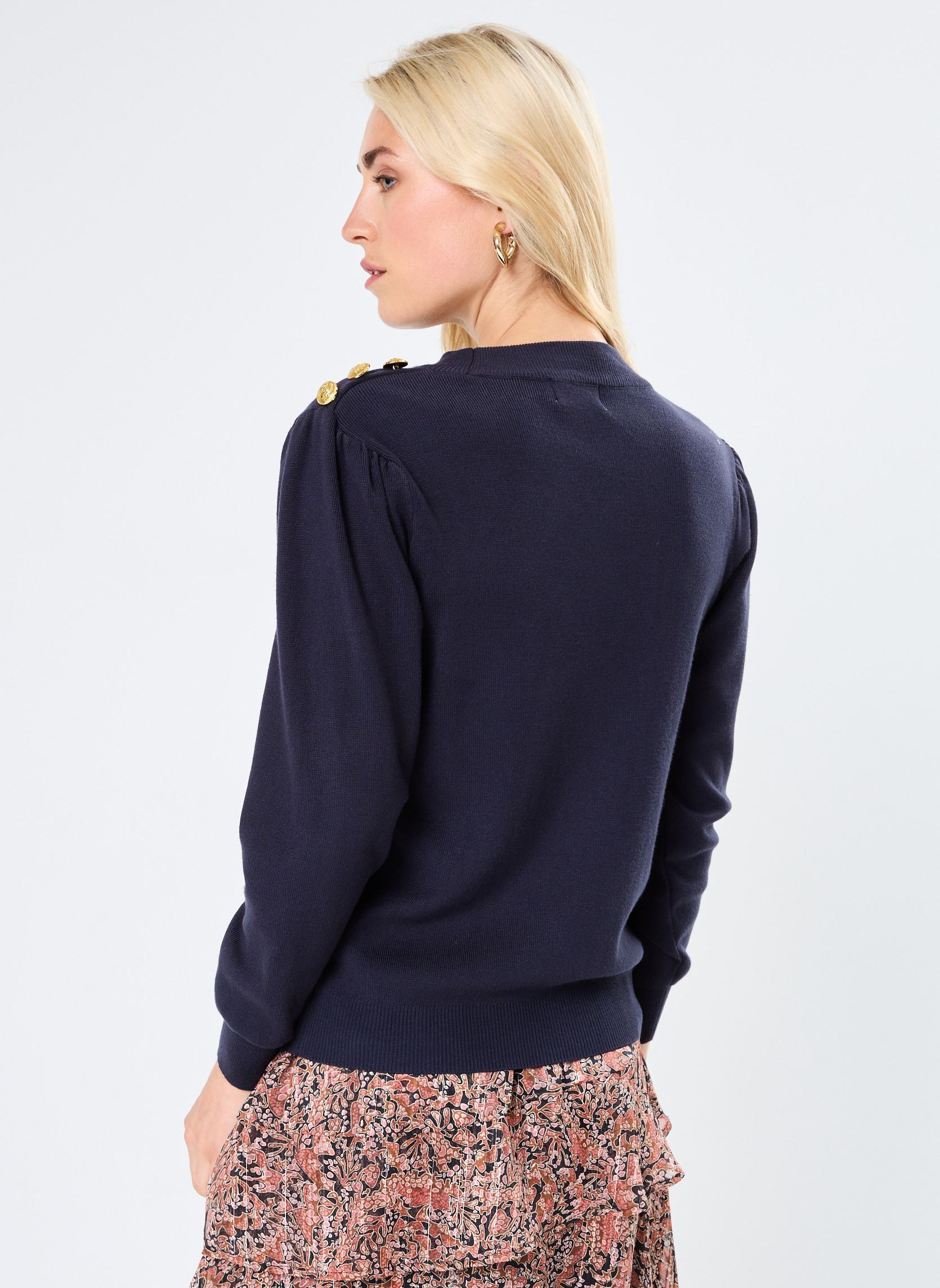 Pulls LADIES KNITTED SWEATER femme bleu Molly Bracken Pulls LADIES KNITTED SWEATER femme bleu NAVY BLUE