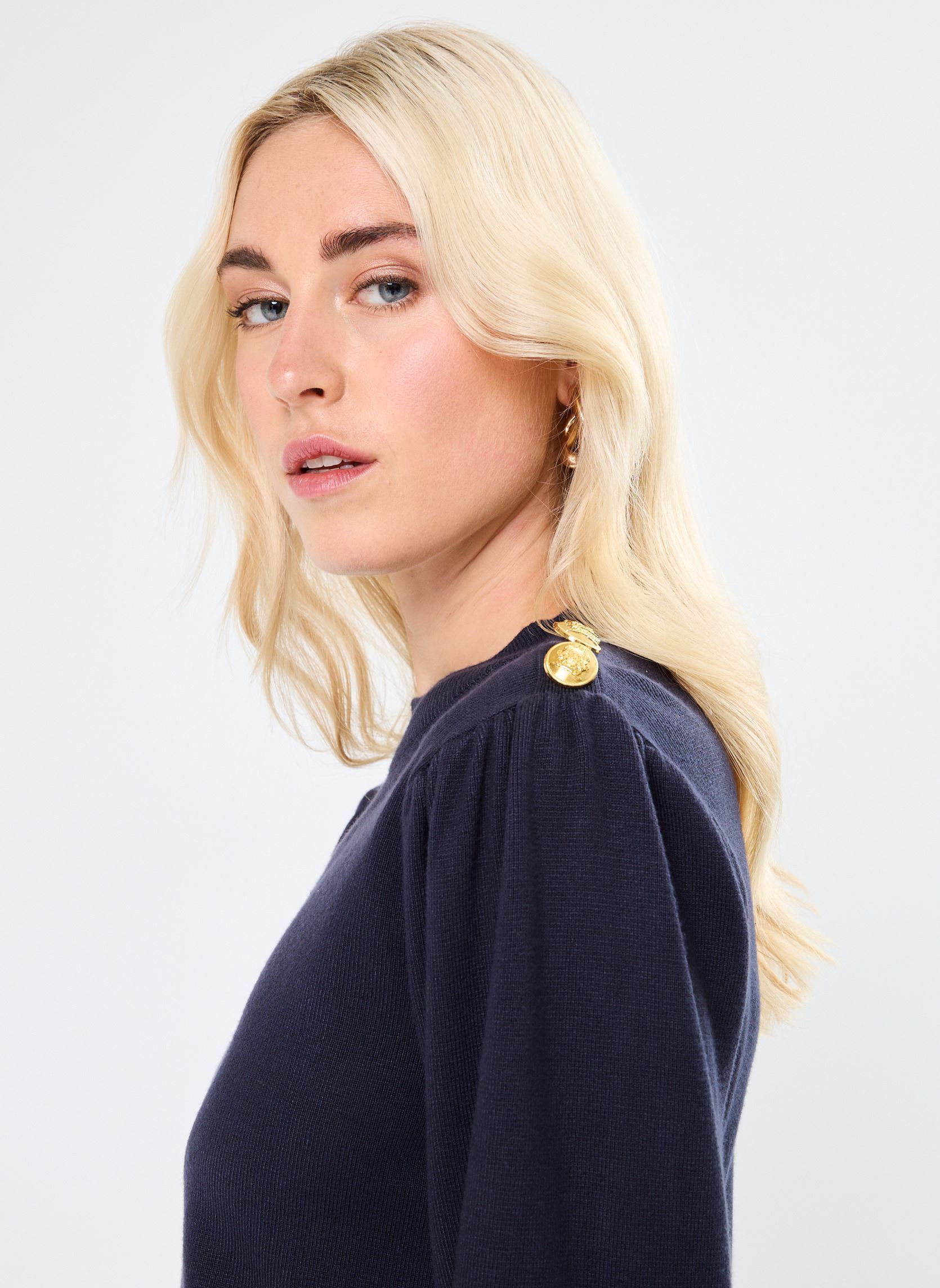 Pulls LADIES KNITTED SWEATER femme bleu Molly Bracken Pulls LADIES KNITTED SWEATER femme bleu NAVY BLUE