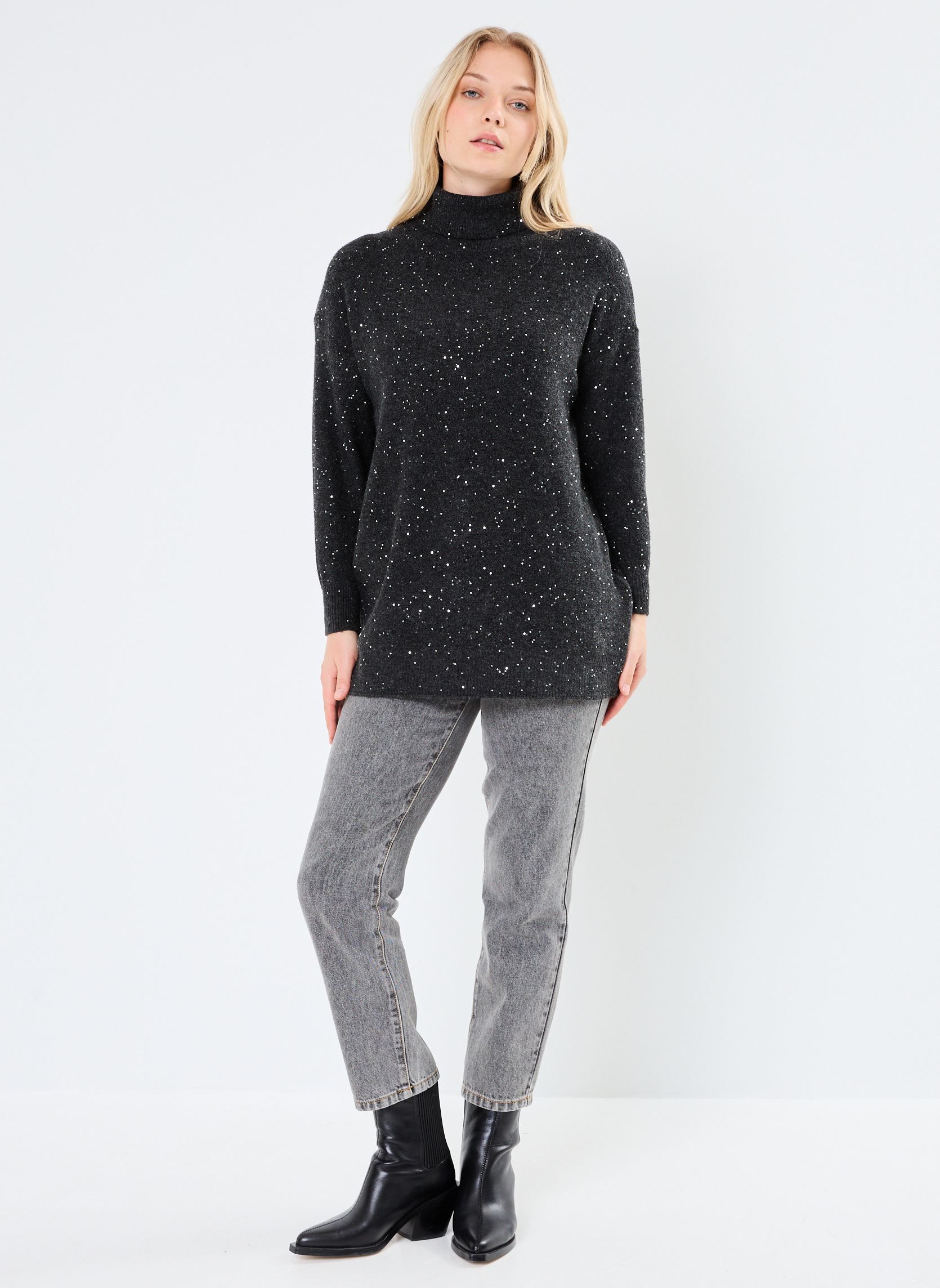 Pulls LADIES KNITTED SWEATER femme gris Molly Bracken Pulls LADIES KNITTED SWEATER femme gris ASH DARK GREY