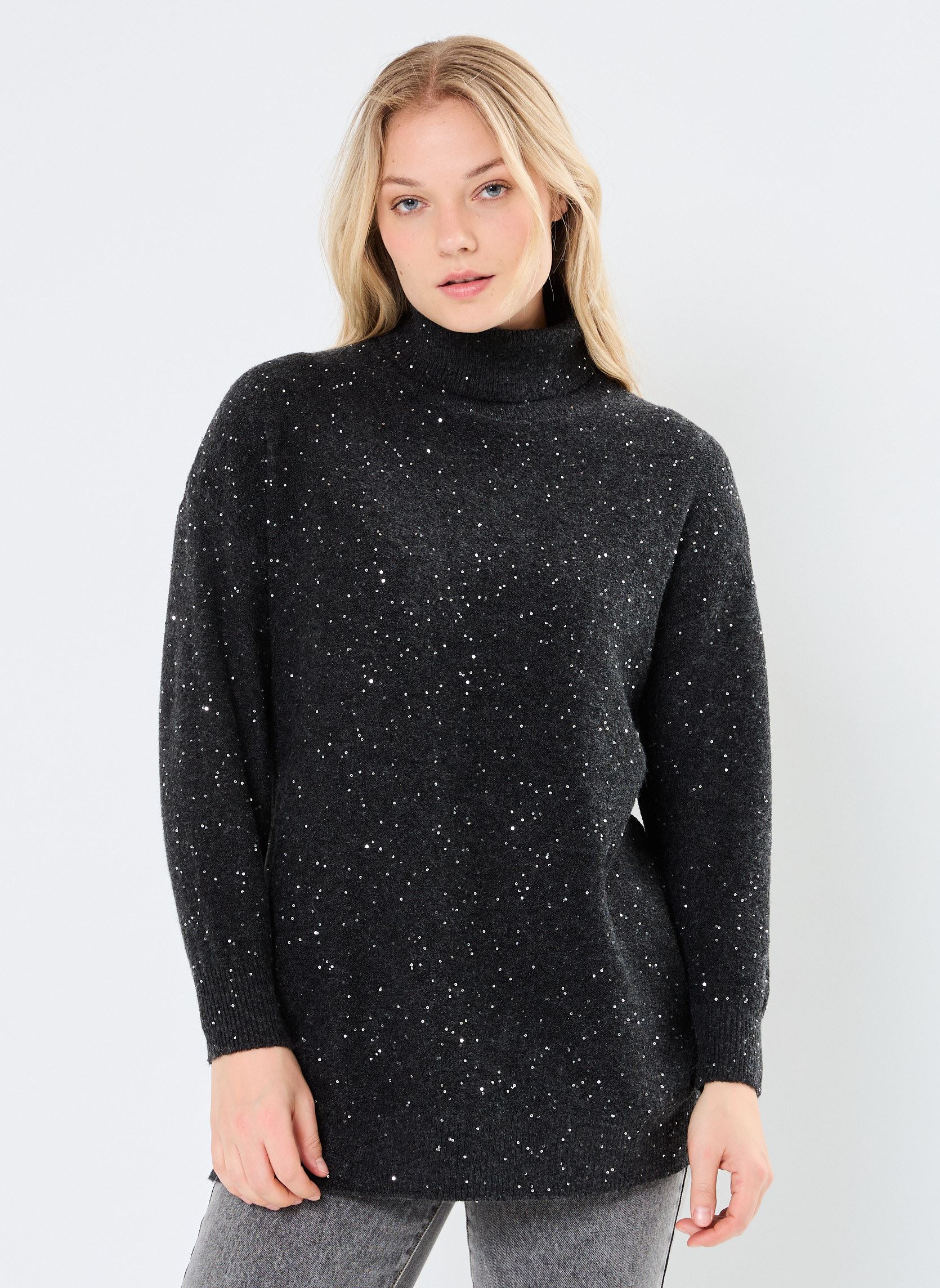 Pulls LADIES KNITTED SWEATER femme gris Molly Bracken Pulls LADIES KNITTED SWEATER femme gris ASH DARK GREY