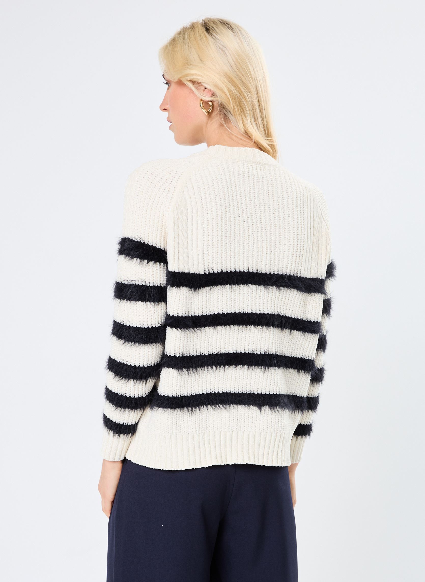 Pullover LADIES KNITTED STRIPED SWEATER damen weiß Molly Bracken Pullover LADIES KNITTED STRIPED SWEATER damen weiß OFFWHITE