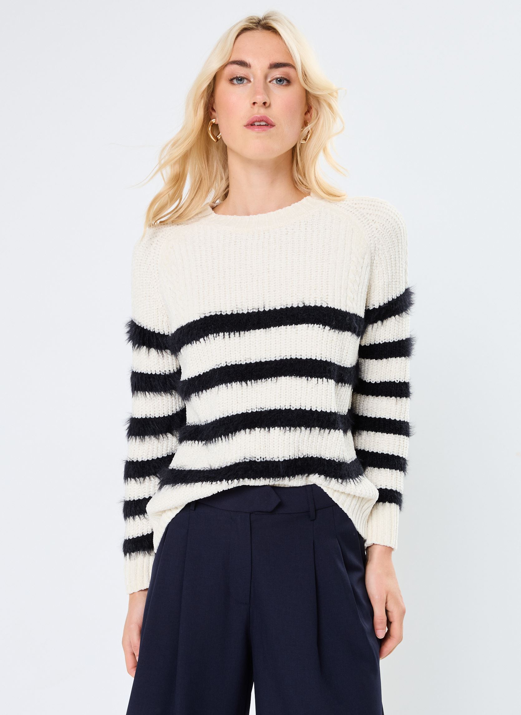 Pullover LADIES KNITTED STRIPED SWEATER damen weiß Molly Bracken Pullover LADIES KNITTED STRIPED SWEATER damen weiß OFFWHITE