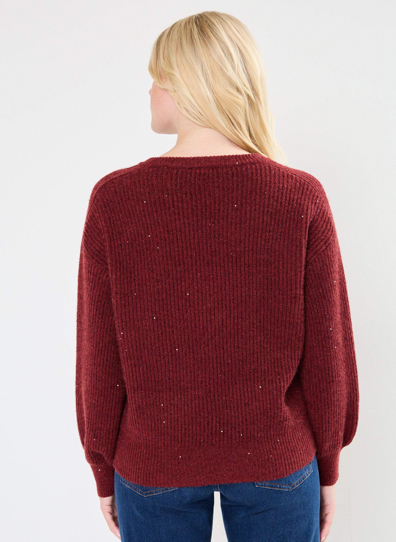 Pullover LADIES KNITTED V-NECK SWEATER damen rot Molly Bracken Pullover LADIES KNITTED V-NECK SWEATER damen rot DARK RED